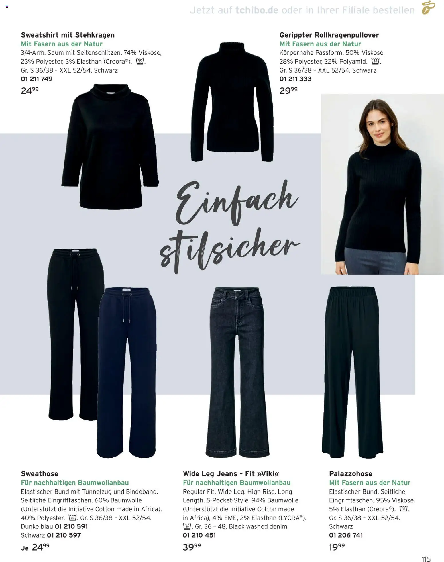 Angebote Tchibo – gültig ab 01.02.2026 | Seite: 115 | Produkte: Sweathose, Rollkragenpullover, Sweatshirt, Jeans