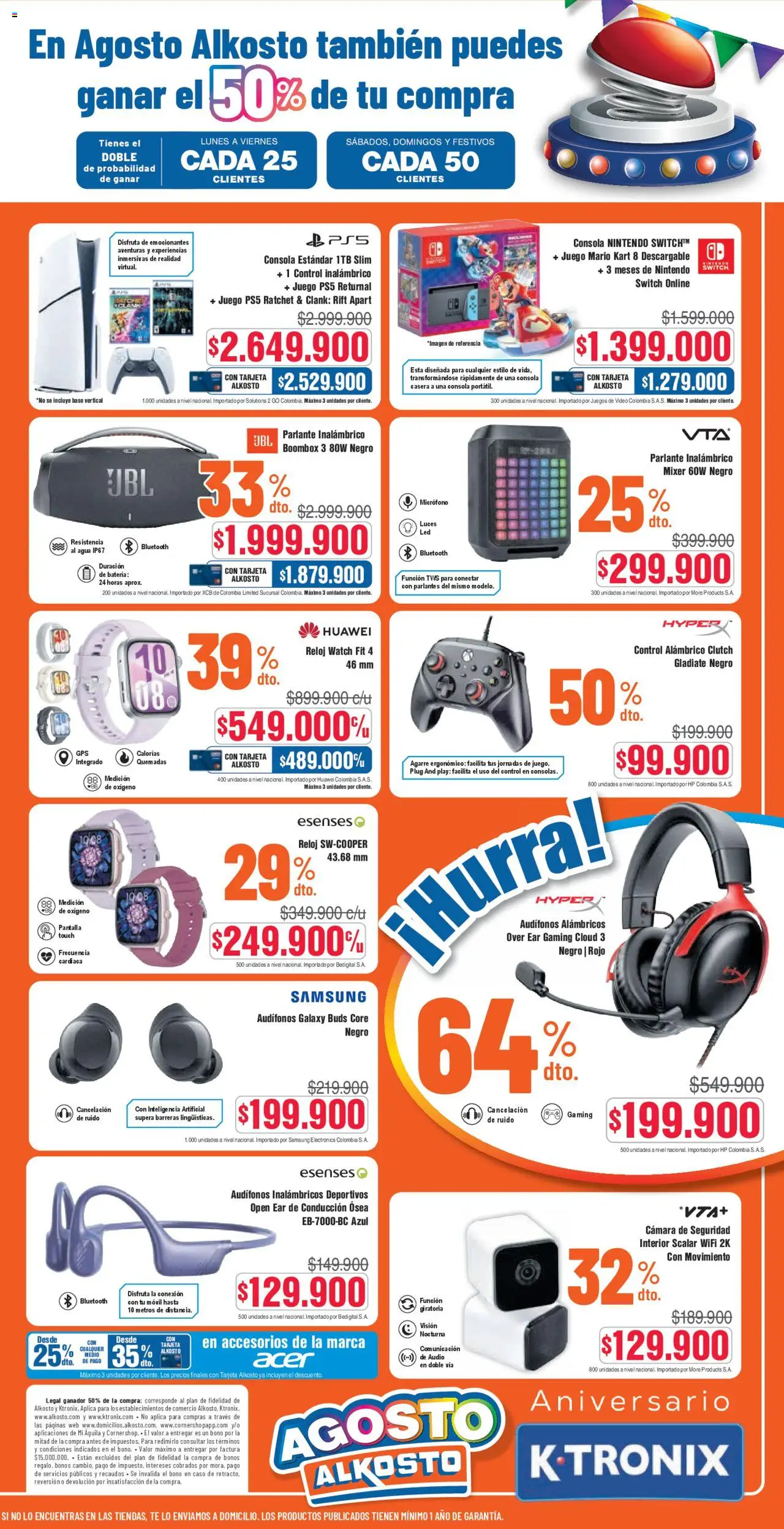 Alkosto folleto │ válido desde el 16.08.2025 | Página: 5 | Productos: Consola, Audífonos inalámbricos, Reloj, Batería