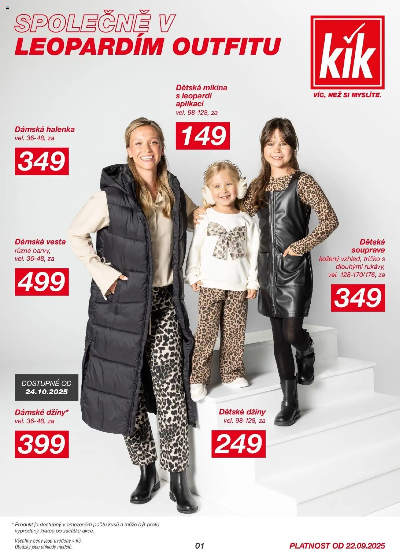 Kik leták od 22.09.2025 | Strana: 1 | Produkty: Tričko, Halenka, Mikina, Džíny