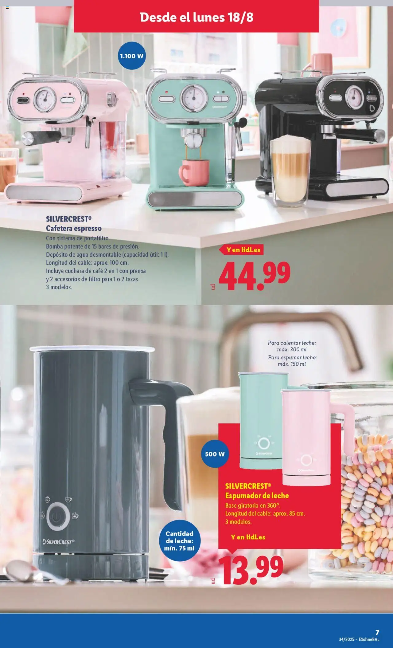 Lidl catálogo de bazar VAL │ válido desde el 18.08.2025 | Página: 7 | Productos: Café, Cafetera, Βύσμα τροφοδοσίας, Prensa