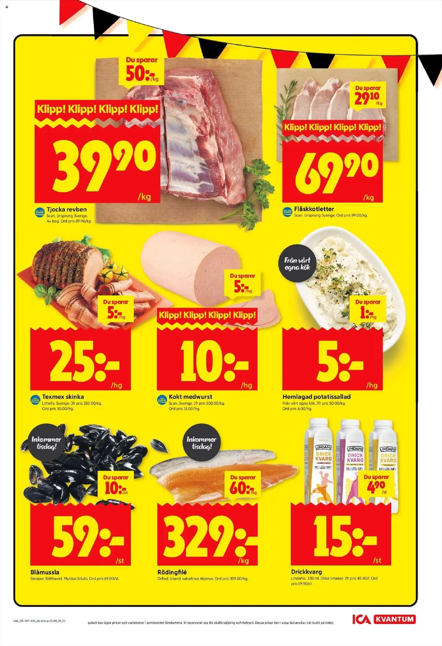 ICA Kvantum reklamblad aktuell från 27.10.2025 | Sida: 7 | Produkter: Potatissallad, Skinka, Kvarg