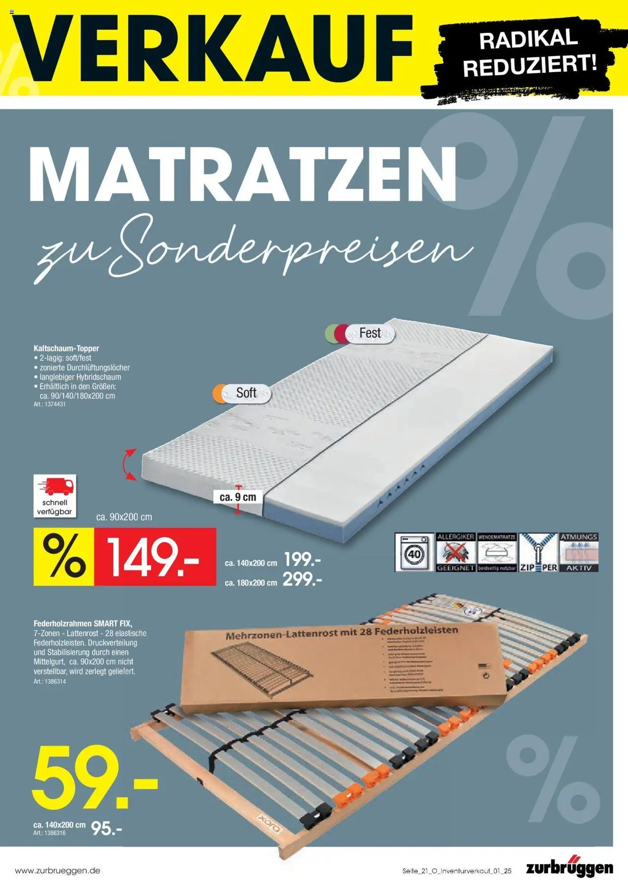 Zurbrüggen Großer Inventurverkauf – gültig ab 18.05.2025 | Seite: 17 | Produkte: Lattenrost