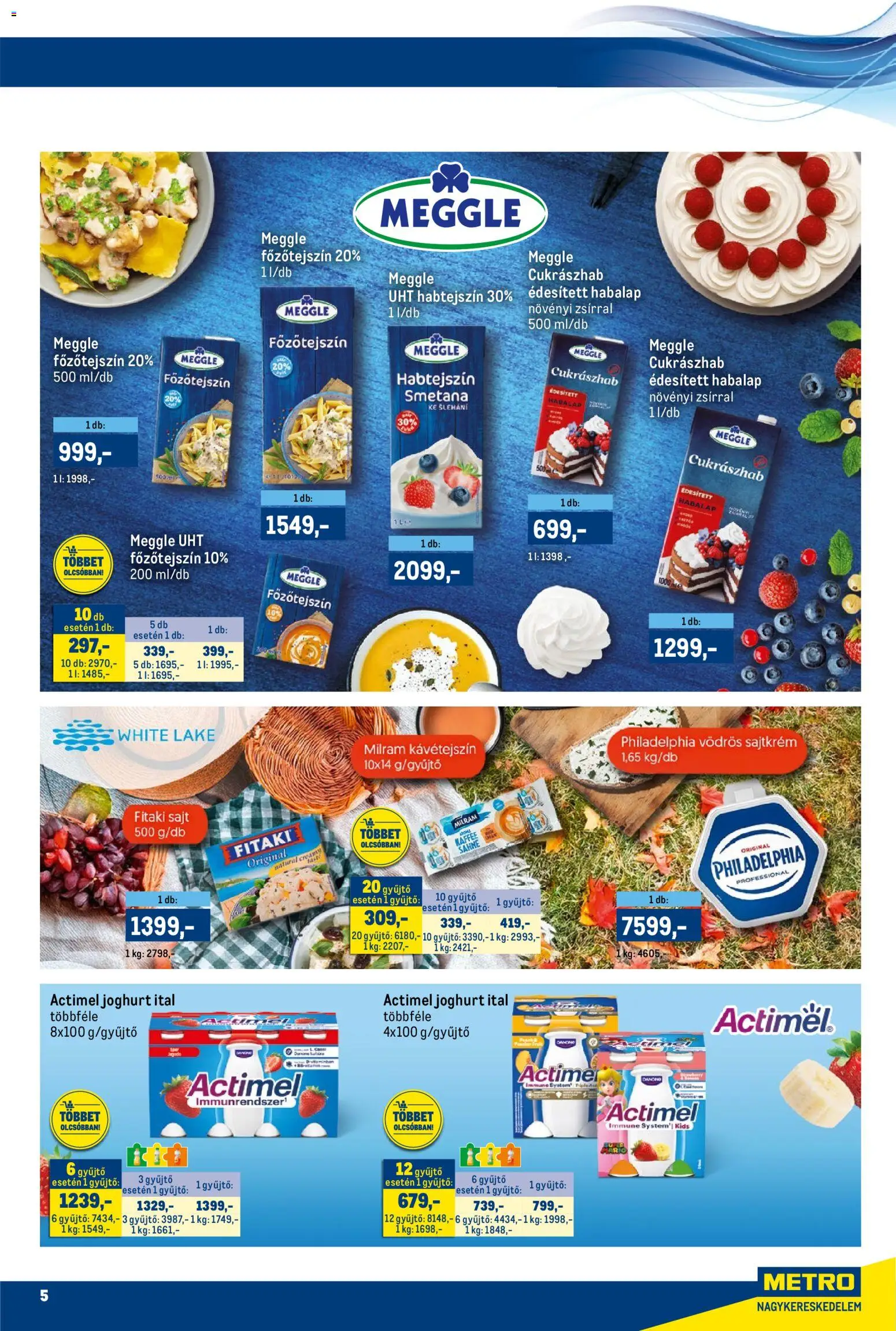 Metro akciós ujság - amely érvényes a következő dátumtól: 15.11.2025 | Oldal: 5 | Termékek: Habtejszín, Actimel, Sajt, Cukrászhab