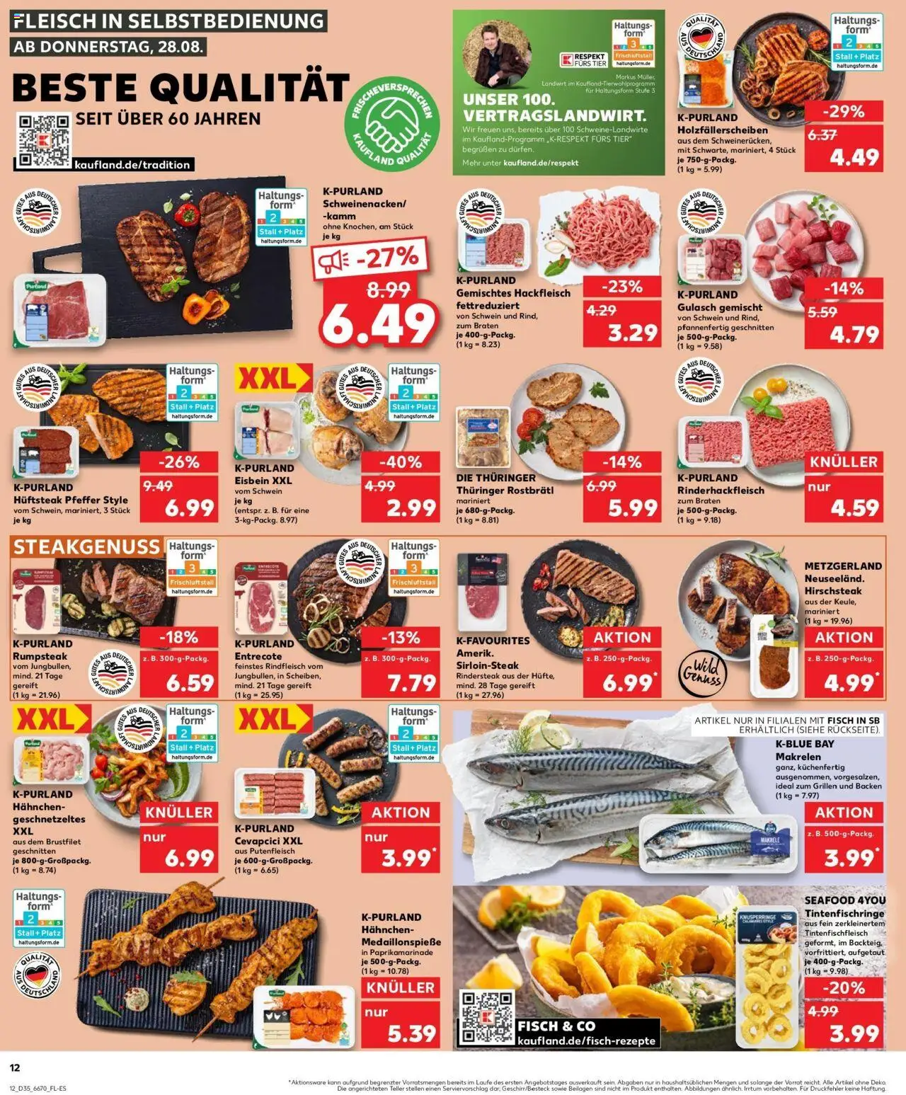 Kaufland prospekt Mayen	 - gültig ab dem 28.08.2025 | Seite: 12 | Produkte: Rumpsteak, Hahnchen, Fisch, Fleisch