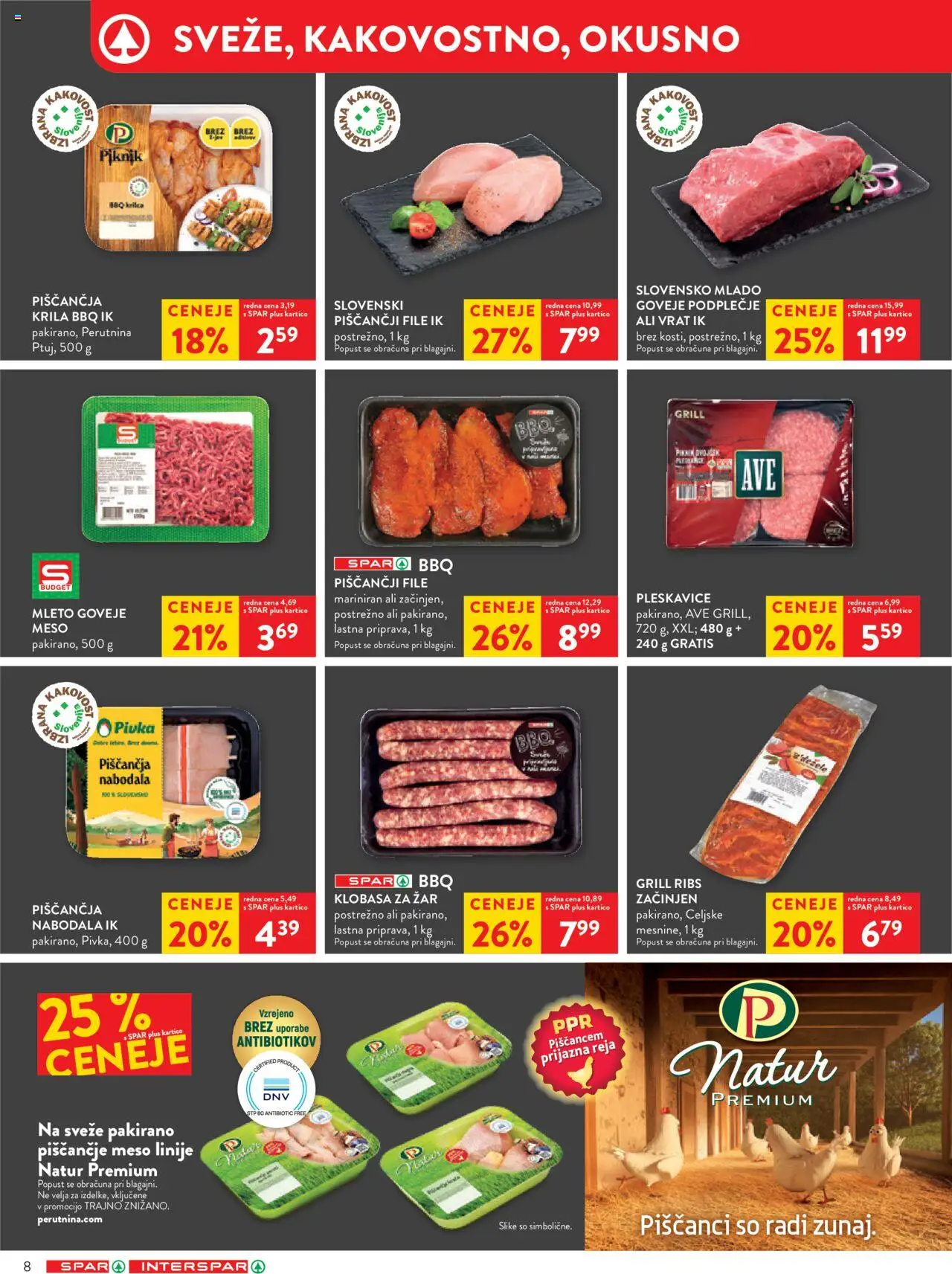 Spar katalog 35/25 │ velja od 27.08.2025 | Stran: 8 | Izdelki: Zar, Pleskavice, Nabodala, Grill