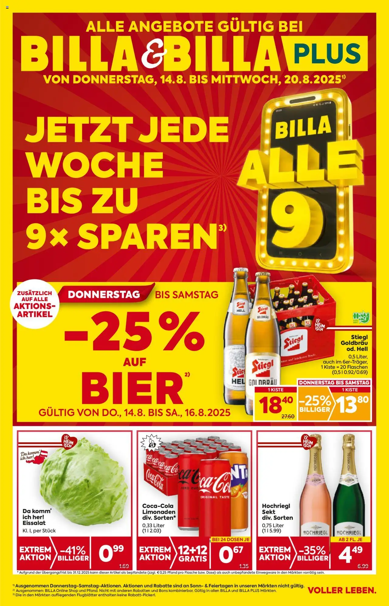 Billa AT akciós ujság - amely érvényes a következő dátumtól: 14.08.2025 | Oldal: 1