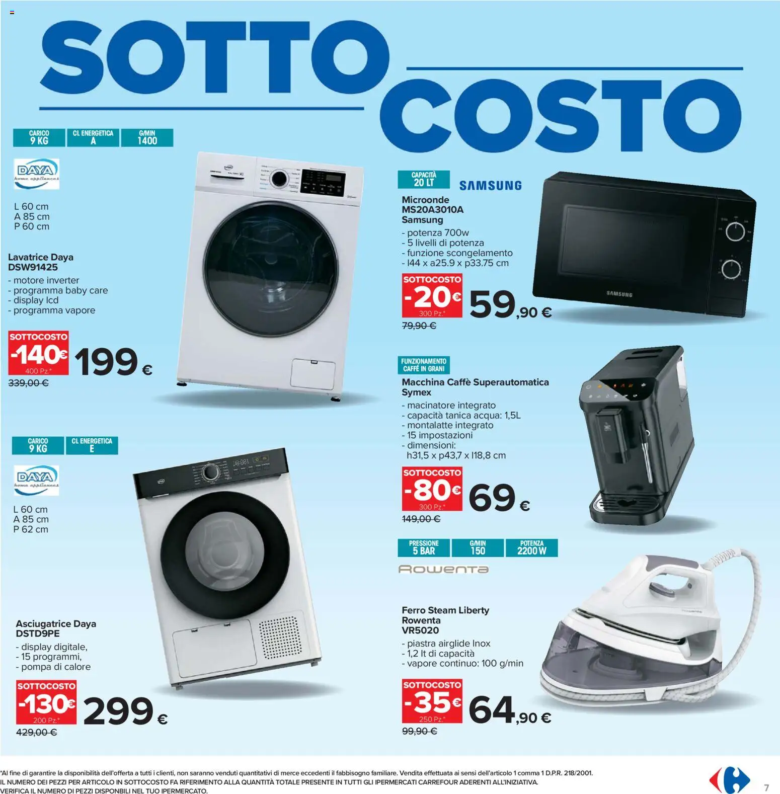 Volantino Carrefour del 07.11.2025 | Pagina: 7 | Prodotti: Microonde, Asciugatrice, Tanica, Caffè in grani