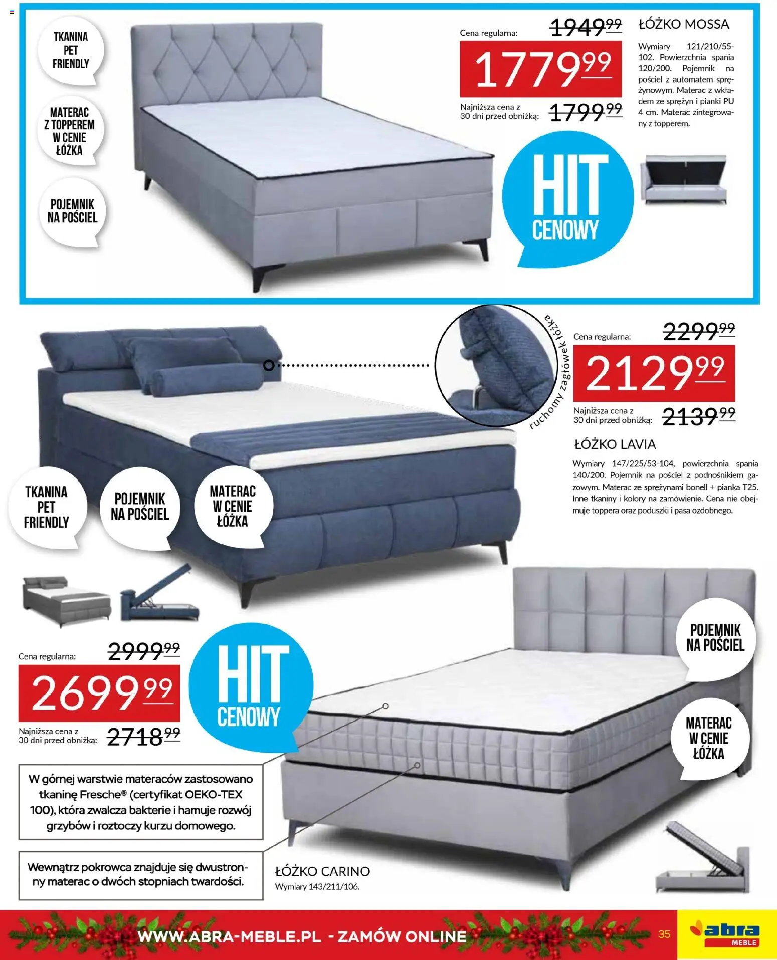 Abra meble Gazetka od 03.12.2025 | Strona: 35 | Produkty: Pościel, Łóżko, Materac, Pianki