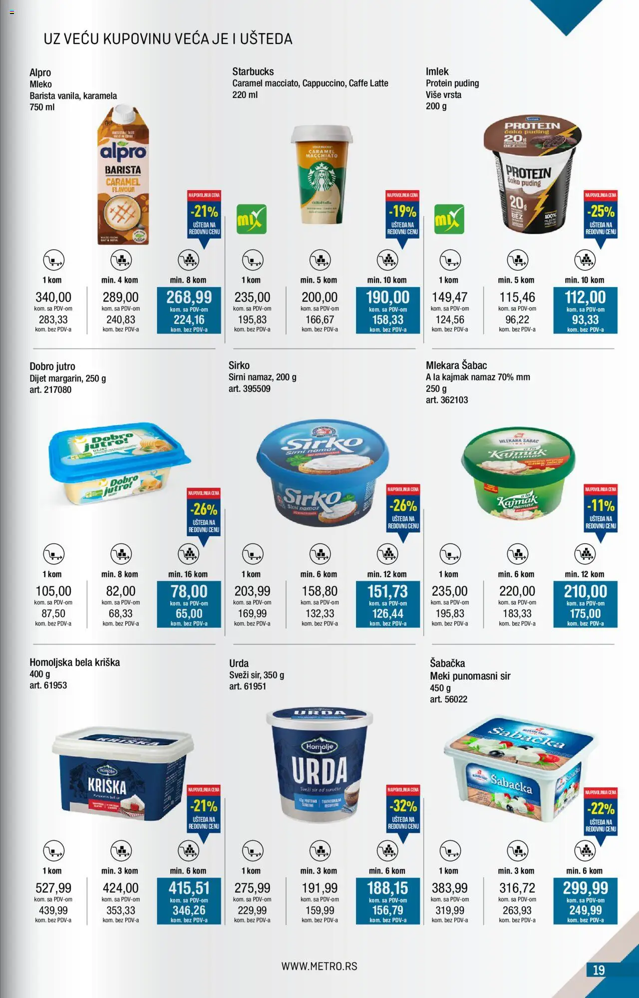 Metro katalog - važi od 01.08.2025 | Strana: 19 | Proizvode: Puding, Alpro, Mleko, Sir