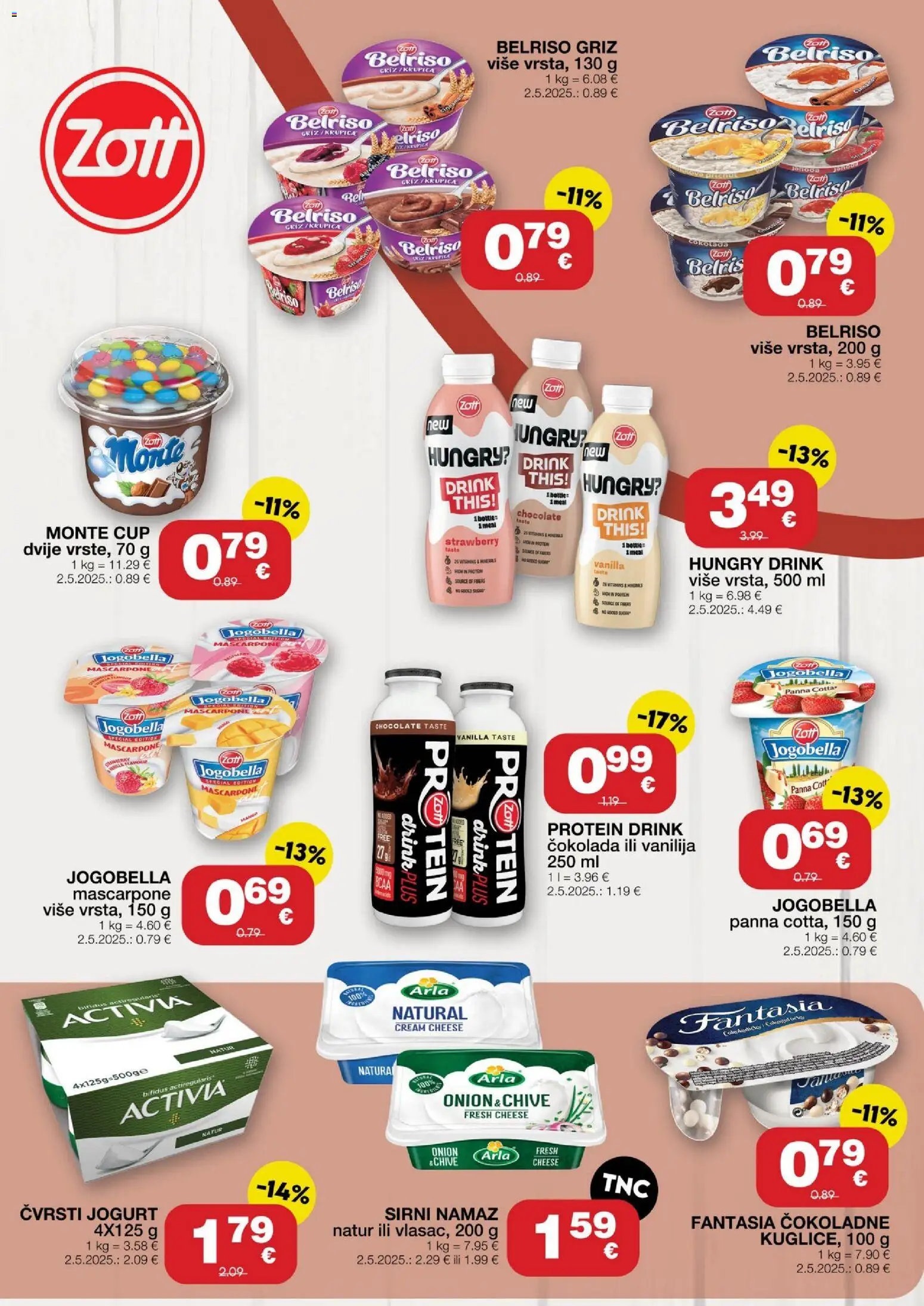 Stanić Diskont katalog | vrijedi od 16.04.2026 | Stranica: 9 | Proizvodi: Griz, Mascarpone, Jogurt, Namaz