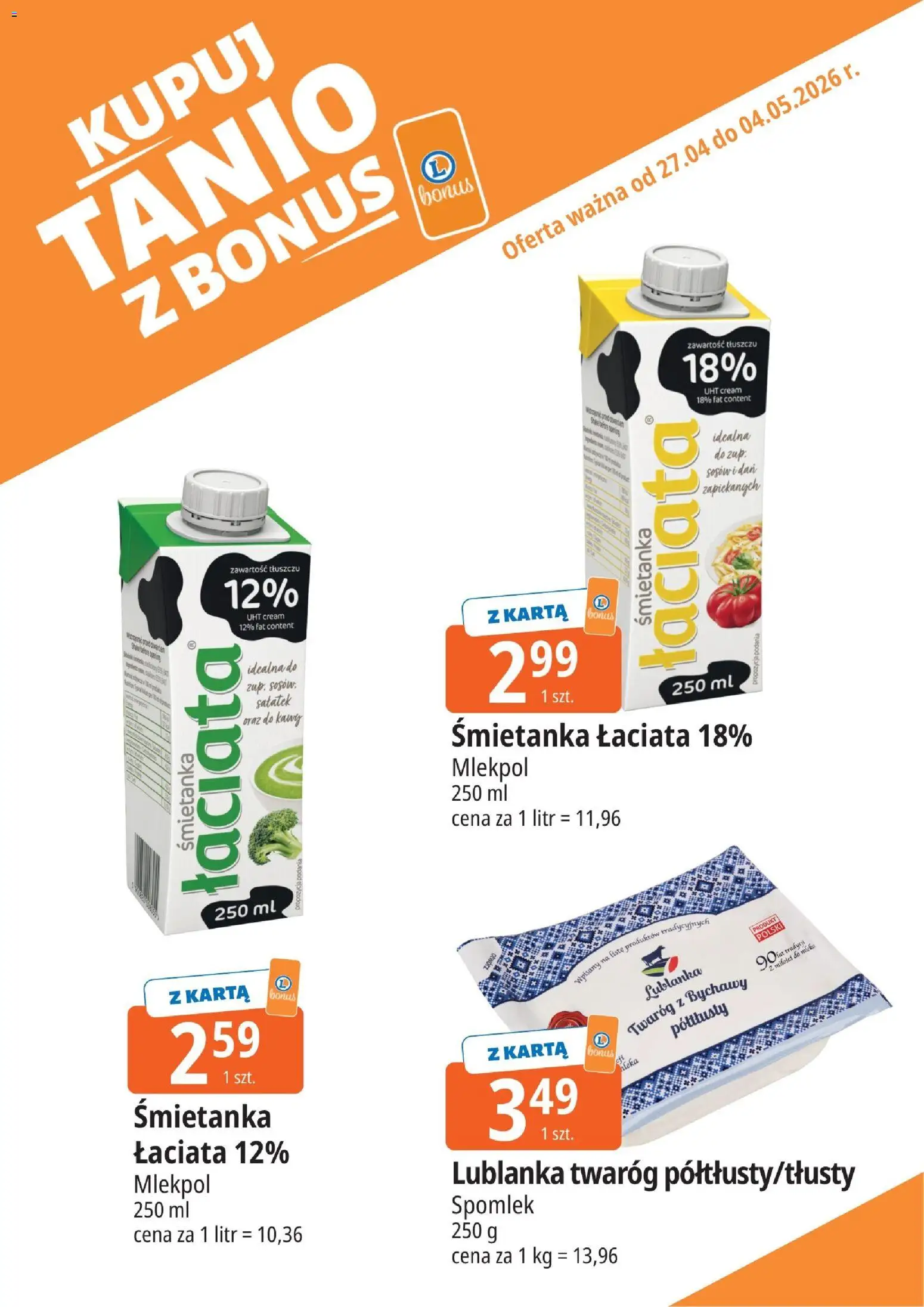 E.Leclerc gazetka - Radom kupony dodatkowe od 27.04.2026 | Strona: 2 | Produkty: Karta, Twaróg