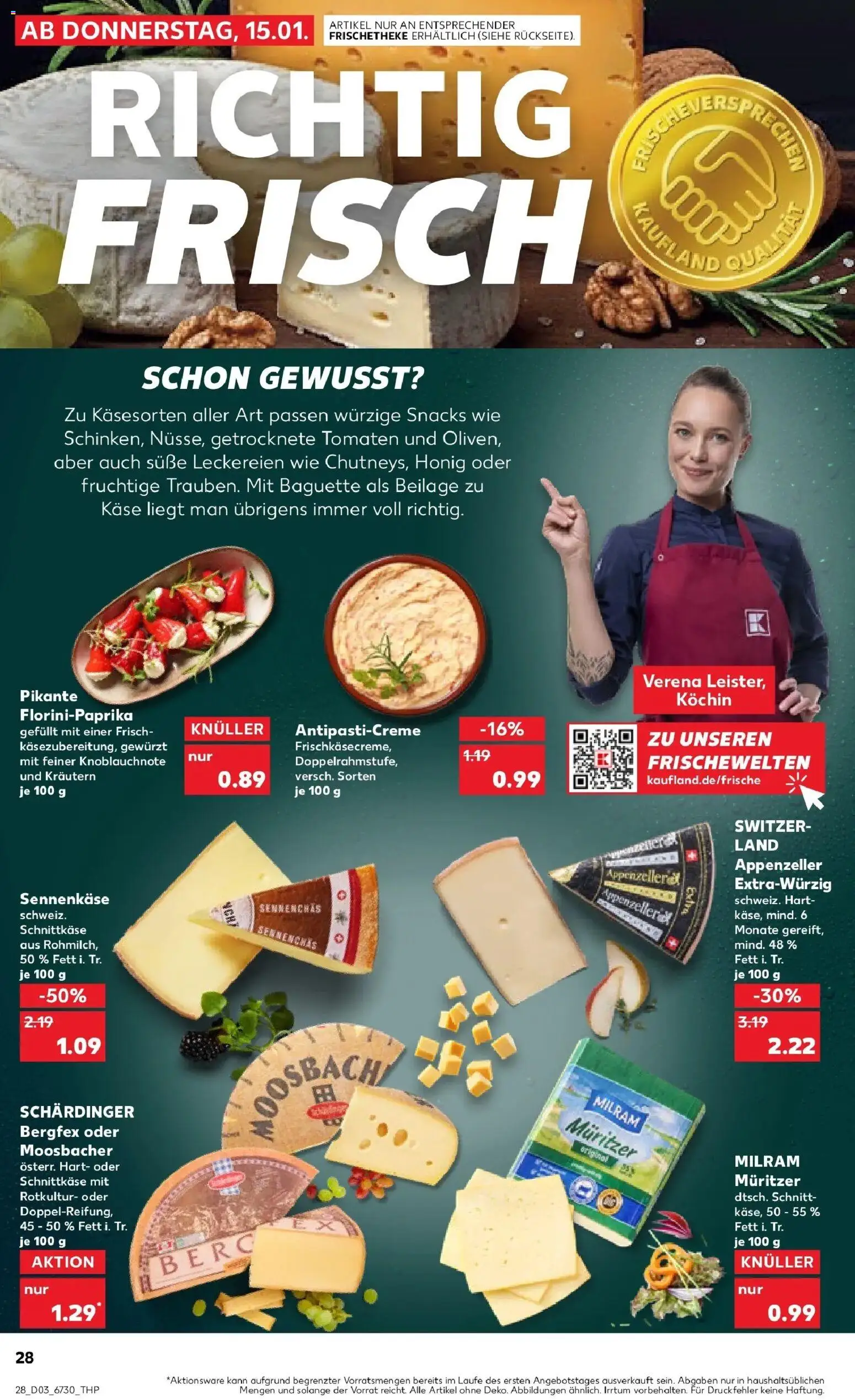 Kaufland prospekt Meißen	 – gültig ab 19.01.2026 | Seite: 28 | Produkte: Käse, Baguette, Tomaten, Milram