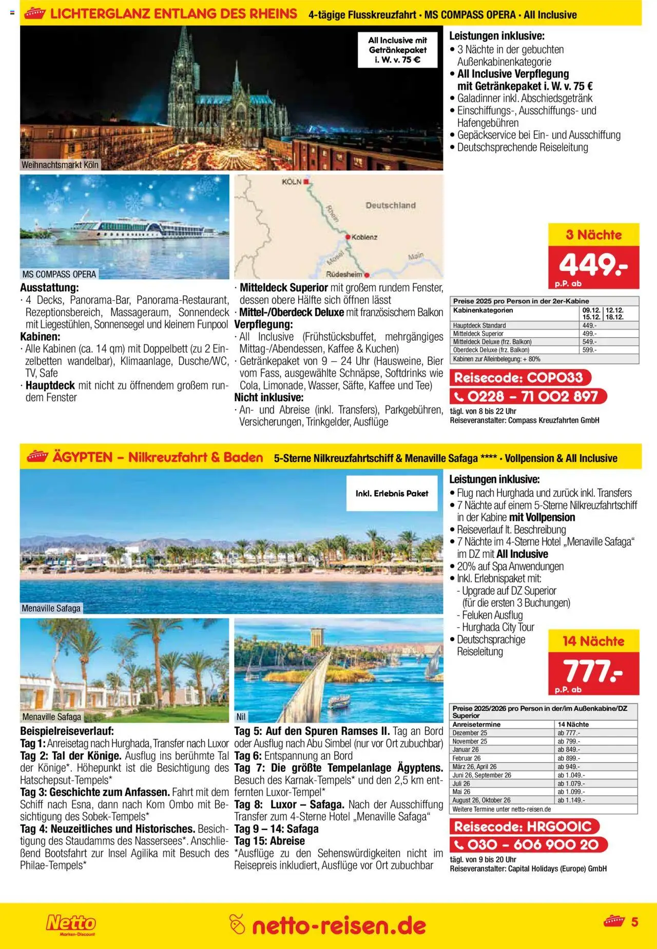 Netto Reisen Prospekt 	 – gültig ab 29.09.2025 | Seite: 5 | Produkte: Kaffee, Doppelbett, Tee, Uhr