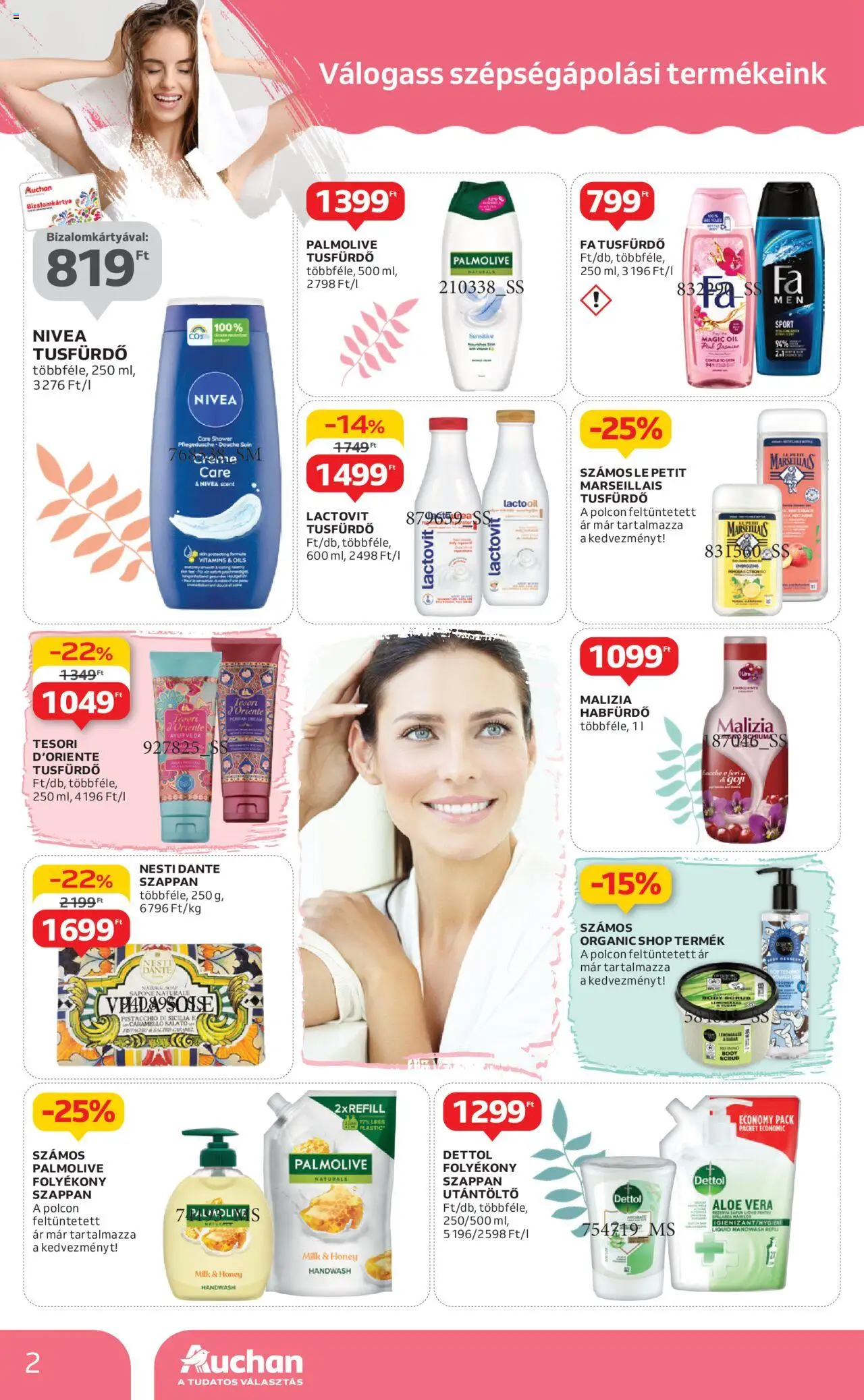 Auchan akciós ujság - amely érvényes a következő dátumtól: 22.05.2025 | Oldal: 2 | Termékek: Body, Habfürdő, Folyékony szappan, Tusfürdő
