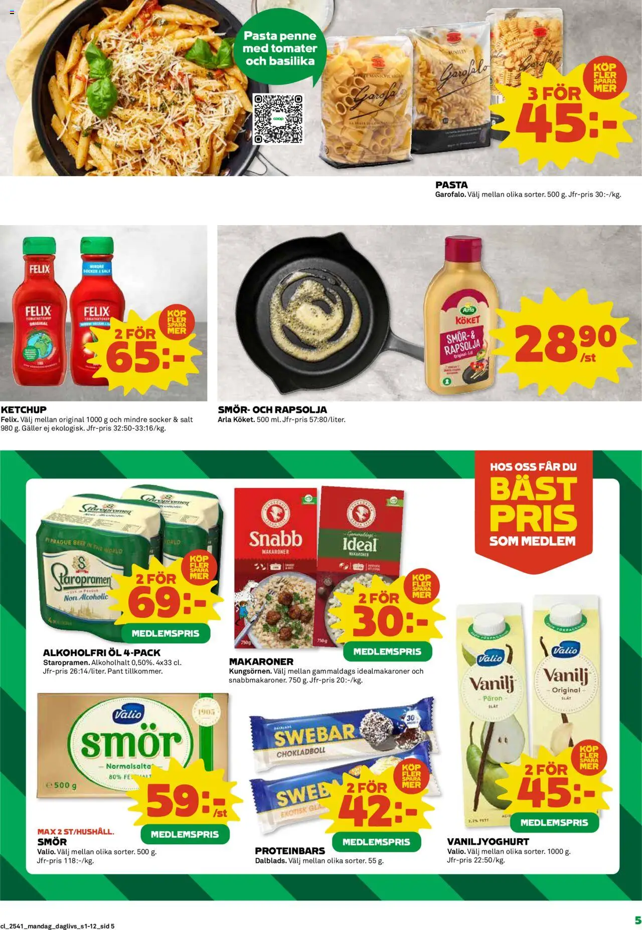 Coop Daglivs reklamblad aktuell från 06.10.2025 | Sida: 5 | Produkter: Salt, Galler, Smör, Ketchup