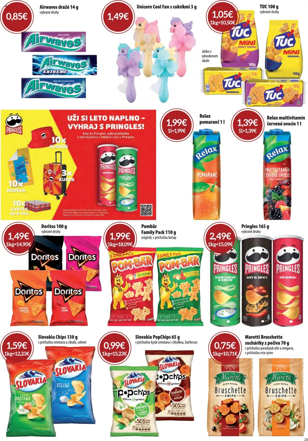 CBA Komfos leták │ platný od 03.07.2025 | Strana: 20 | Produkty: Pringles, Kečup, Kufor, Ovocie