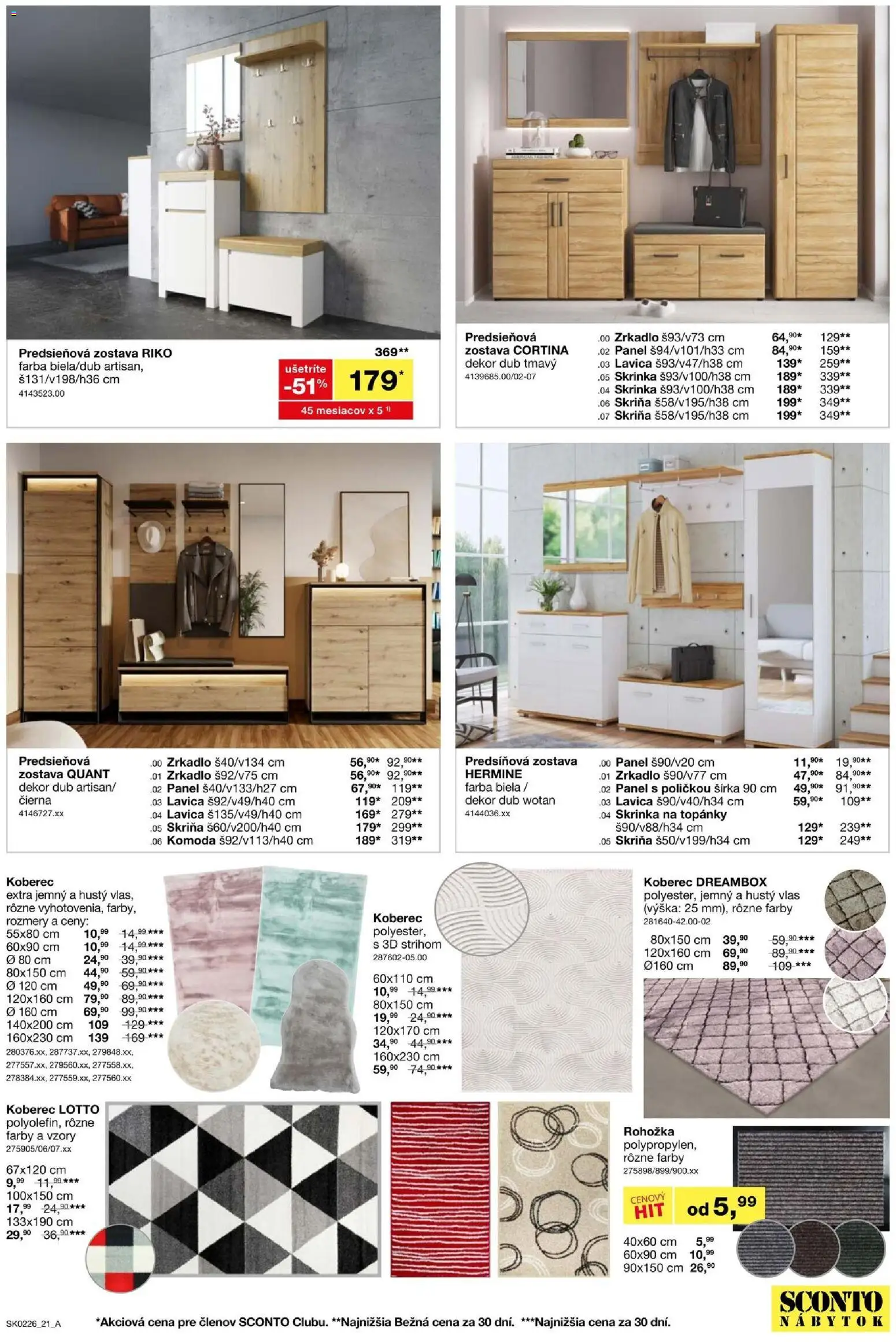 Nové Sconto nábytok akcie – leták je platný od 21.01.2026 | Strana: 21 | Produkty: Nábytok, Rohožka, Skriňa, Predsieňová zostava