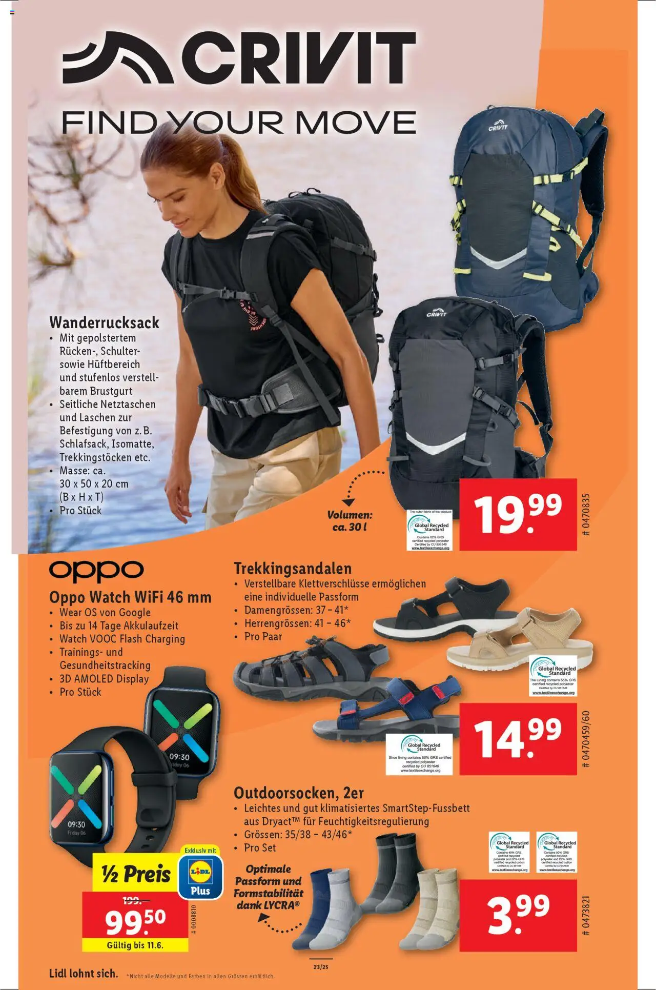 Lidl Aktionen ab 05.06.2025 | Seite: 24 | Produkte: Wanderrucksack, Smartwatch