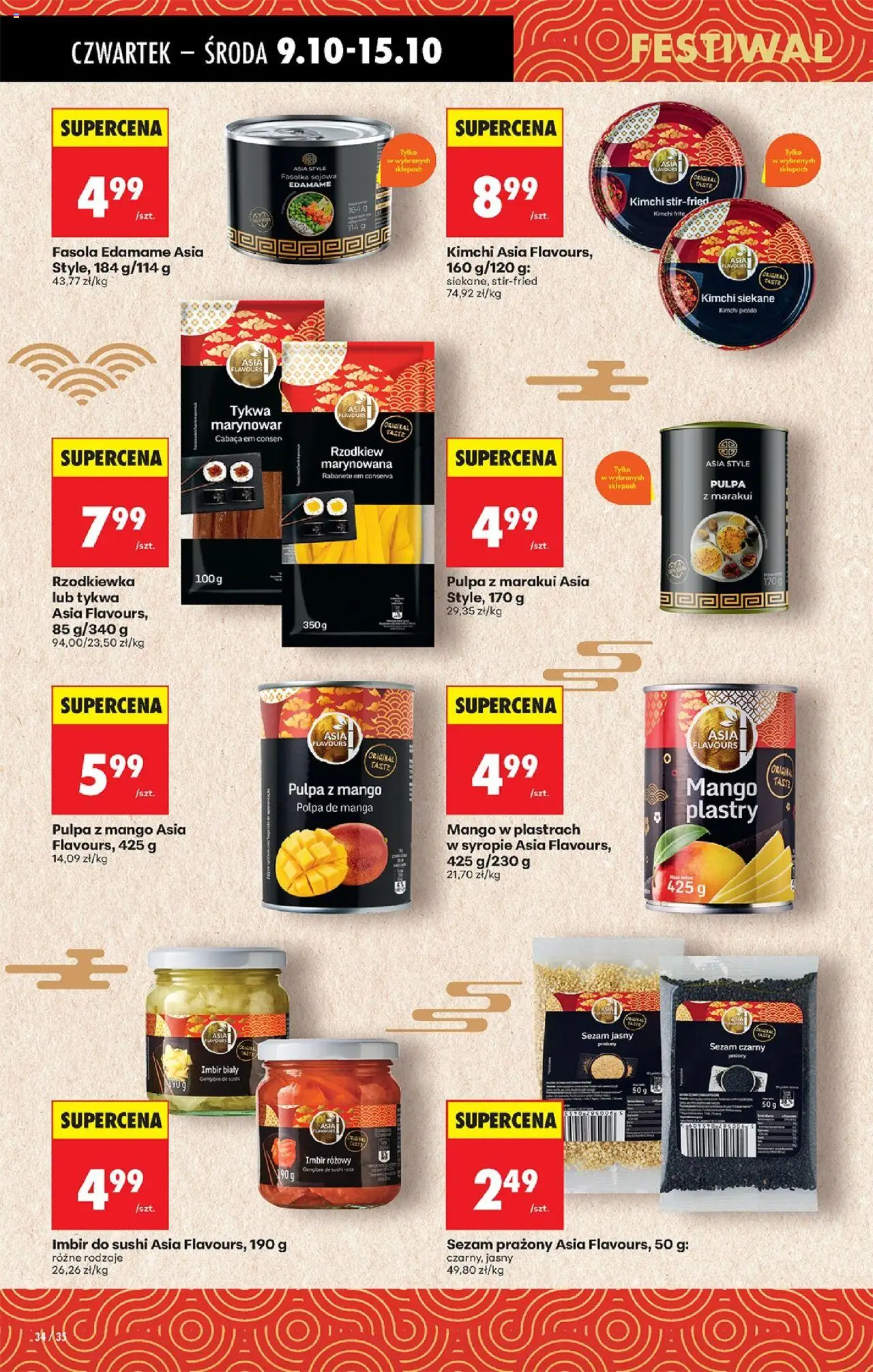 Biedronka gazetka - Oferta w tym tygodniu od 09.10.2025 | Strona: 40 | Produkty: Kimchi, Imbir, Pulpa z mango, Sezam