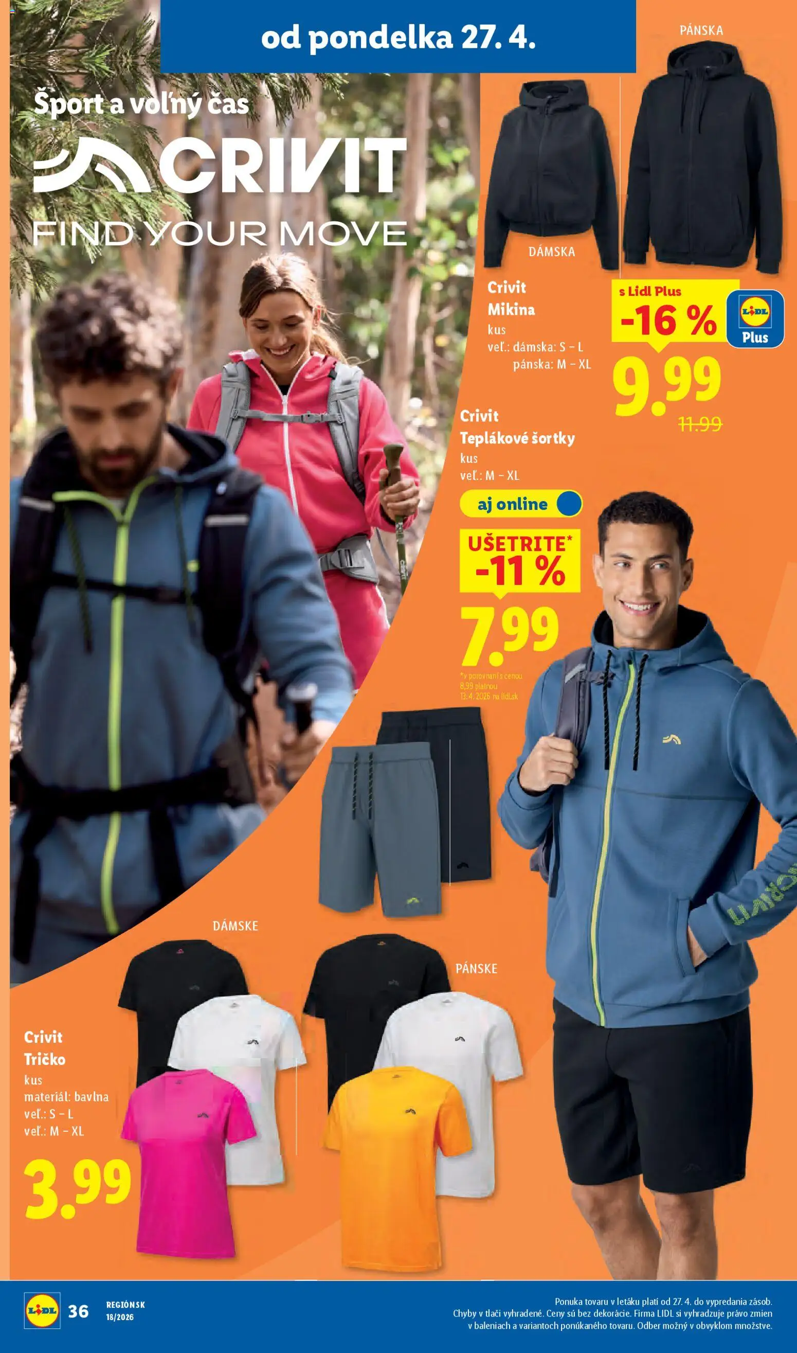 Nové Lidl akcie – leták je platný od 27.04.2026 | Strana: 38 | Produkty: Tričko, Mikina