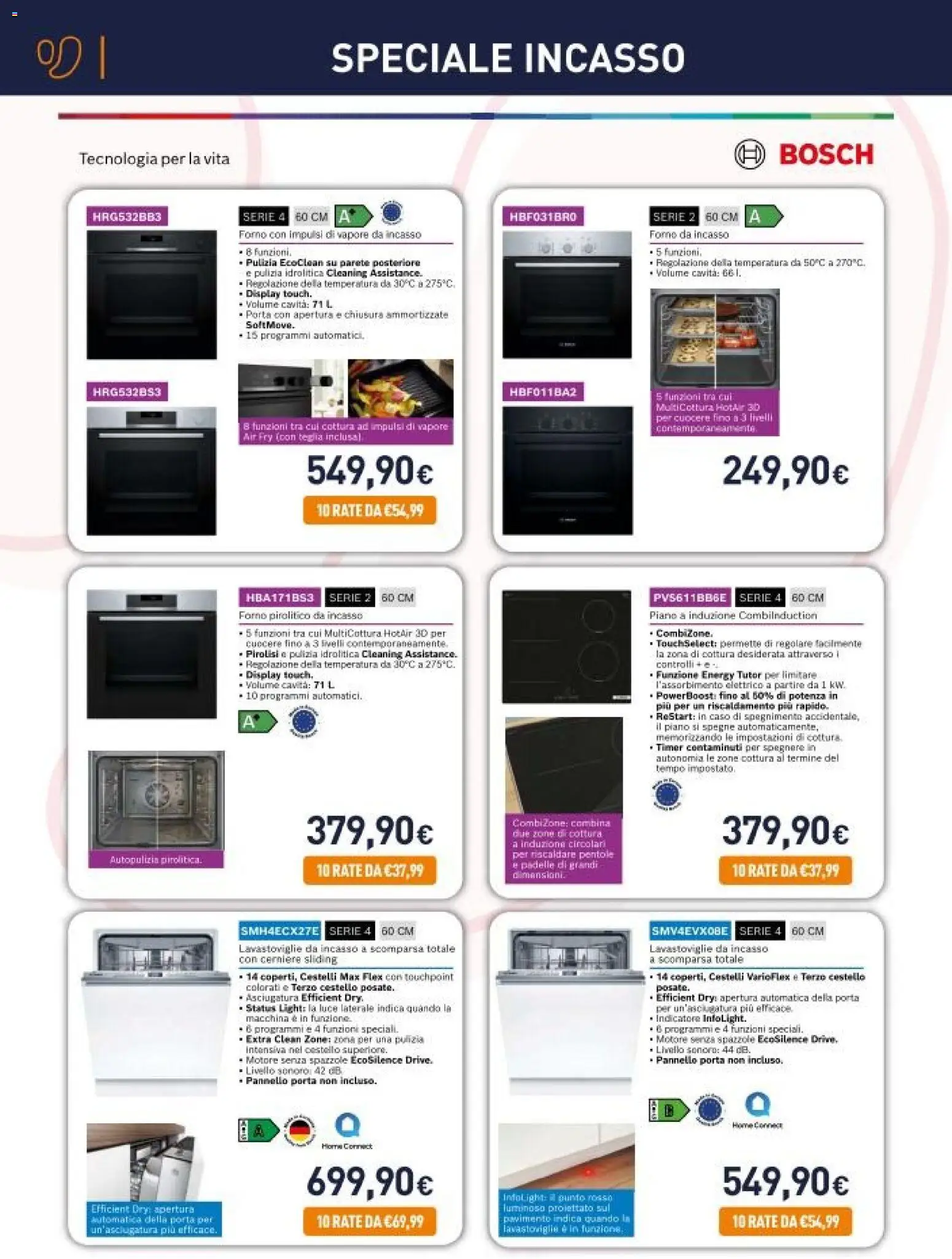 Volantino Unieuro del 16.01.2026 | Pagina: 8 | Prodotti: Teglia, Lavastoviglie da incasso, Lavastoviglie, Forno