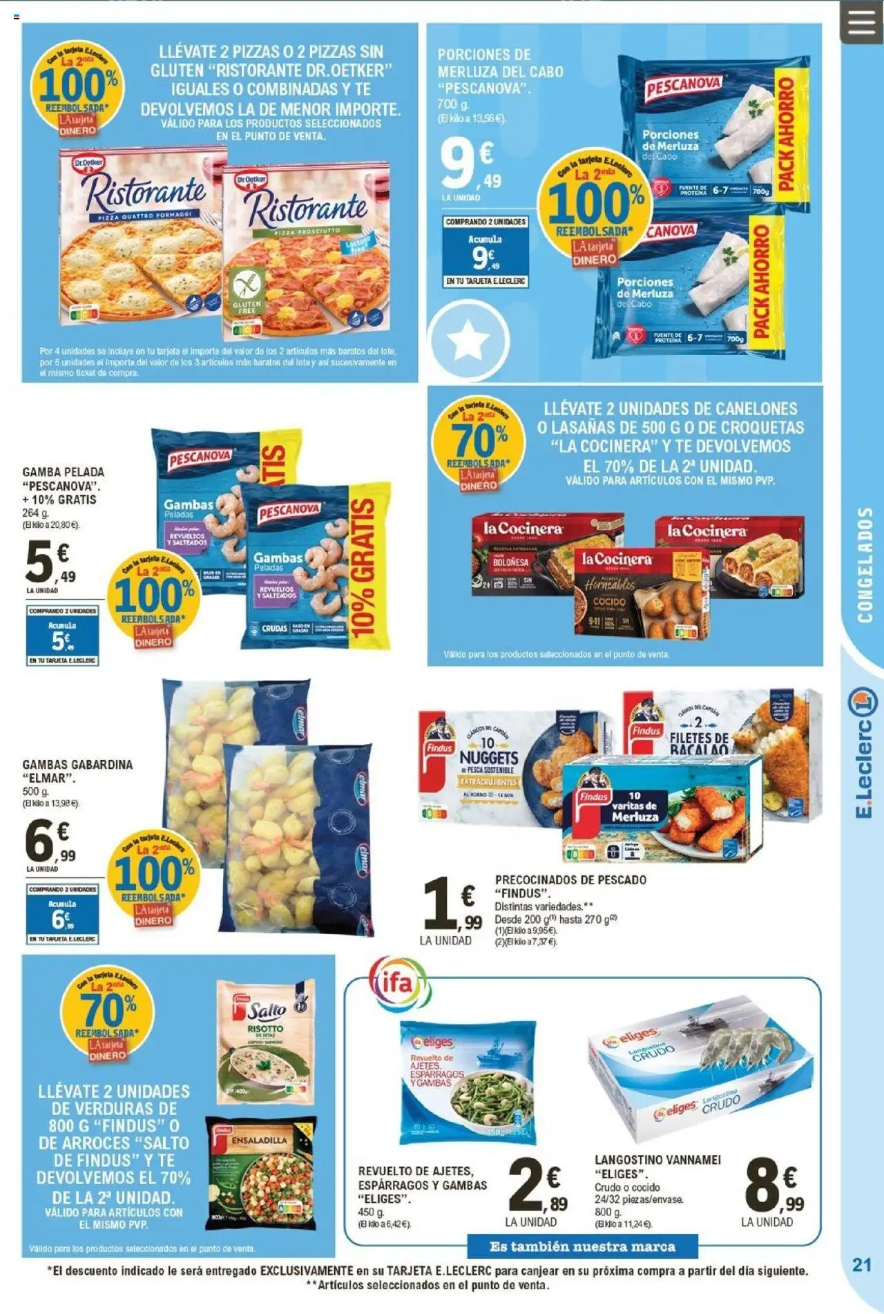 E.Leclerc folleto │ válido desde el 24.09.2025 | Página: 21 | Productos: Ensaladilla, Νερό καρύδας, Gamba, Nuggets