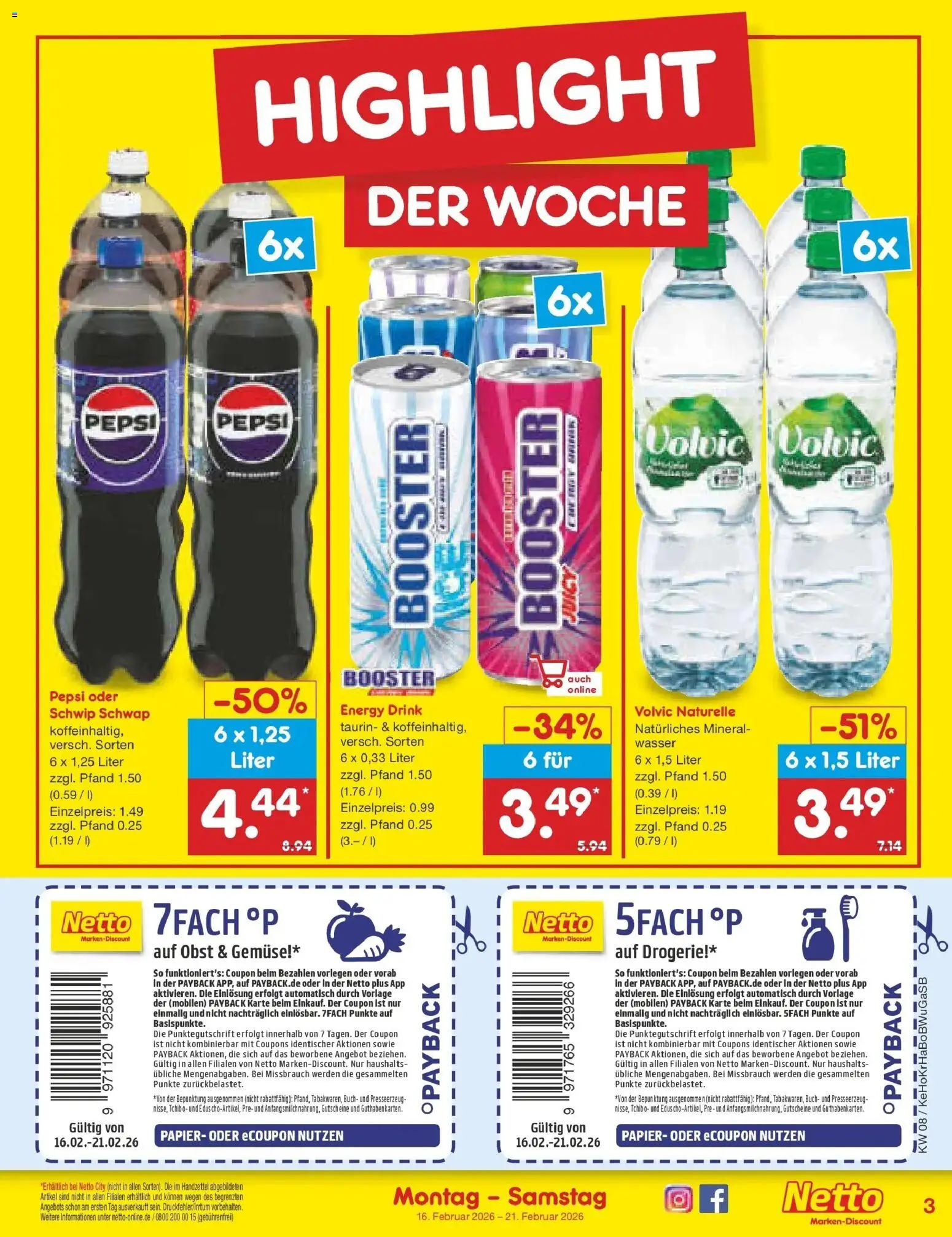 Netto Marken-Discount - Netto: Wochenangebote – gültig ab 15.02.2026 | Seite: 3 | Produkte: Energy, Gemüse, Obst, Pepsi