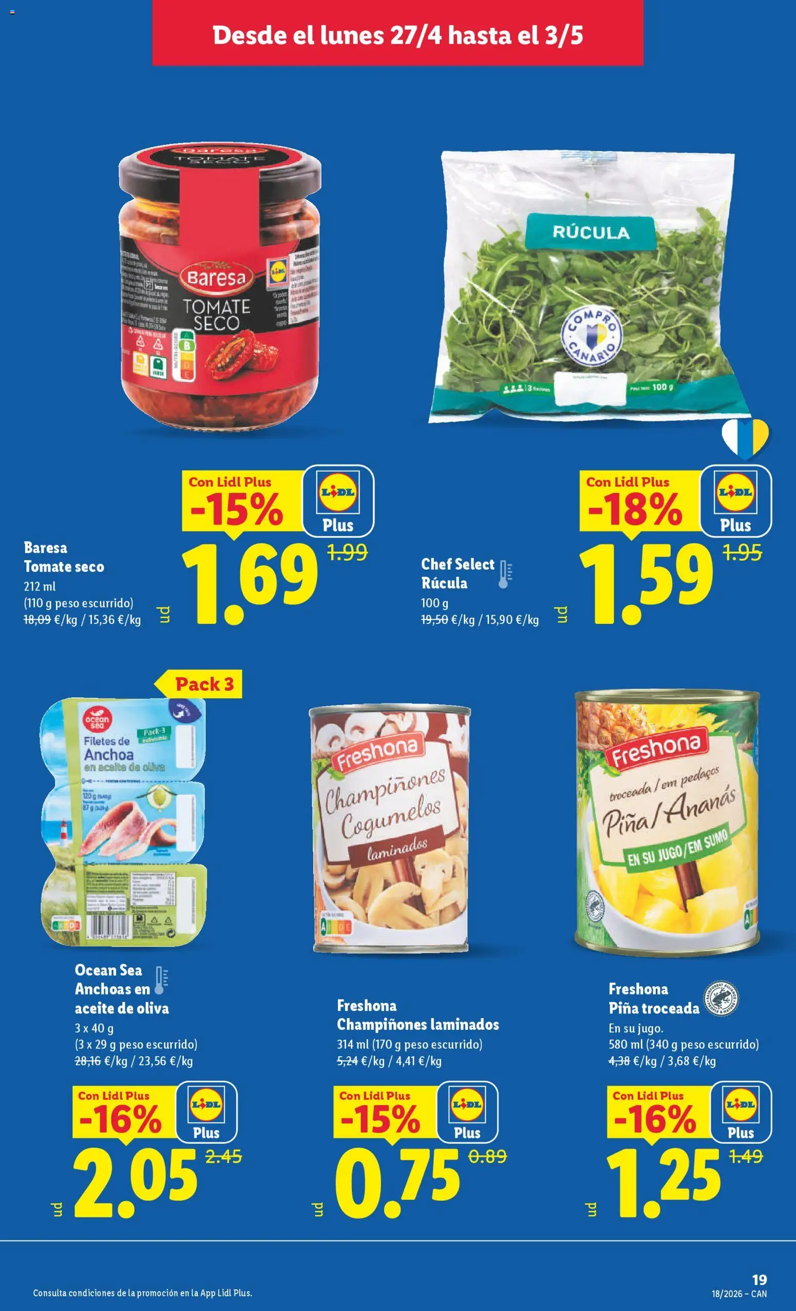 Lidl folleto │ válido desde el 27.04.2026 | Página: 19 | Productos: Aceite, Piña, Aceite de oliva, Peso