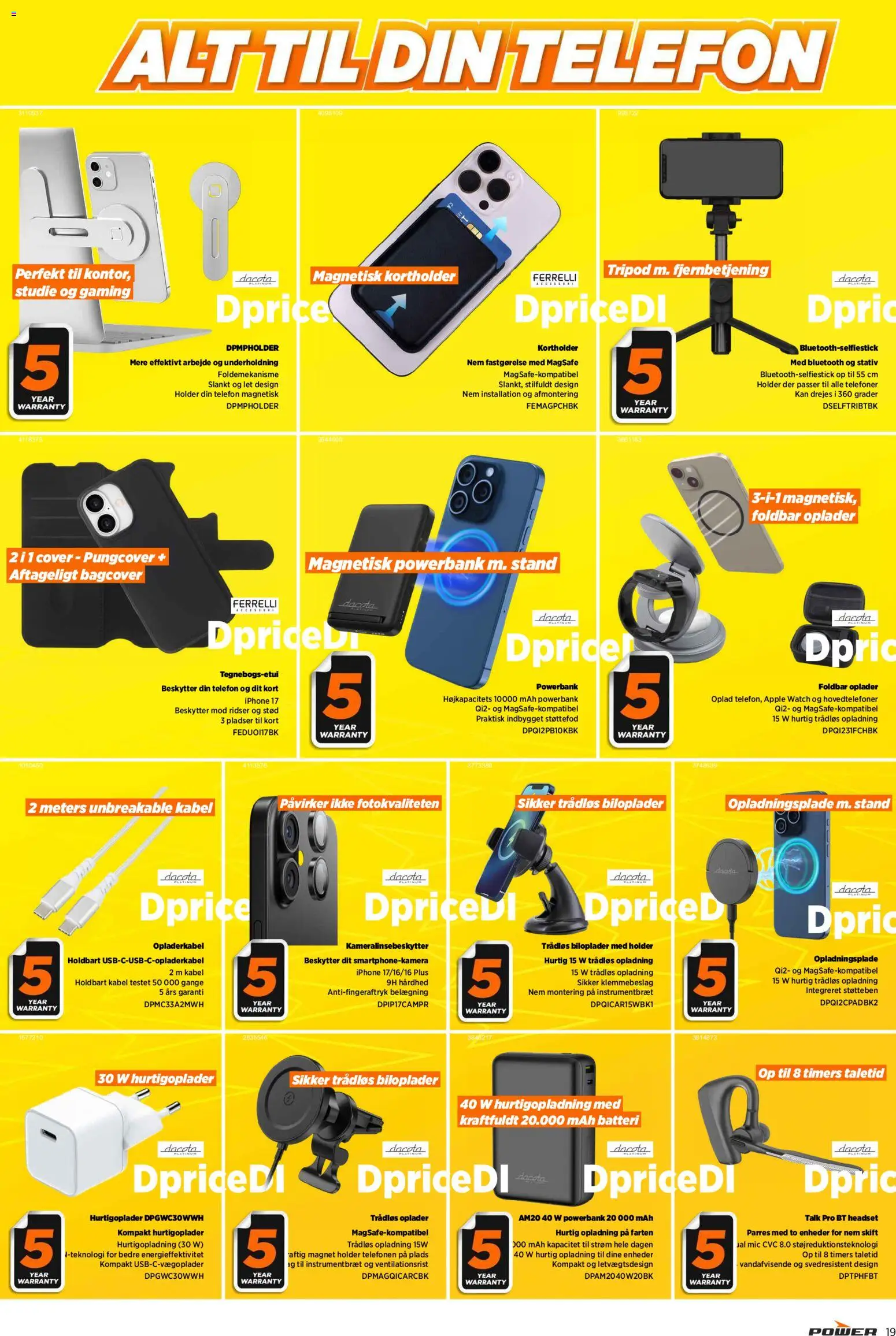 Power tilbudsavis – gyldig fra 17.04.2026 | Side: 19 | Produkter: Telefon, Hovedtelefoner, Kabel, Batteri