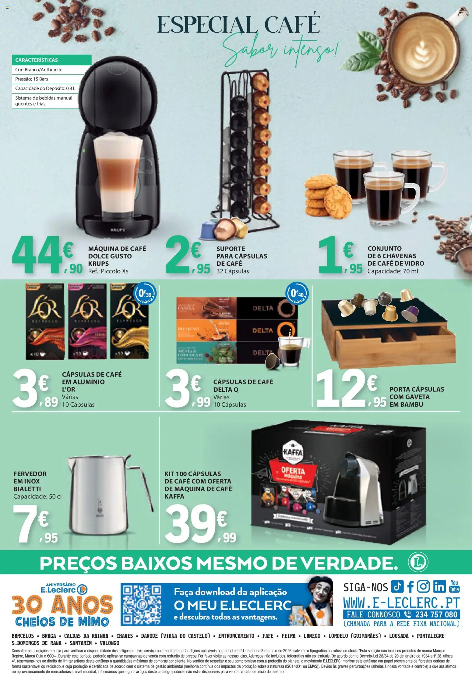 E.Leclerc folheto Especial Pequeno-Almoço │ válido de 21.04.2026 | Página: 12 | Produtos: Porta, Chávenas, Café, Dolce gusto