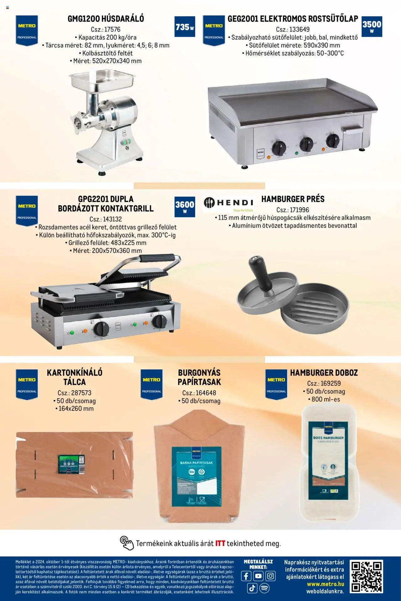 Metro akciós ujság - amely érvényes a következő dátumtól: 01.10.2024 | Oldal: 24 | Termékek: Szőlő, Hamburger, Grill, Doboz