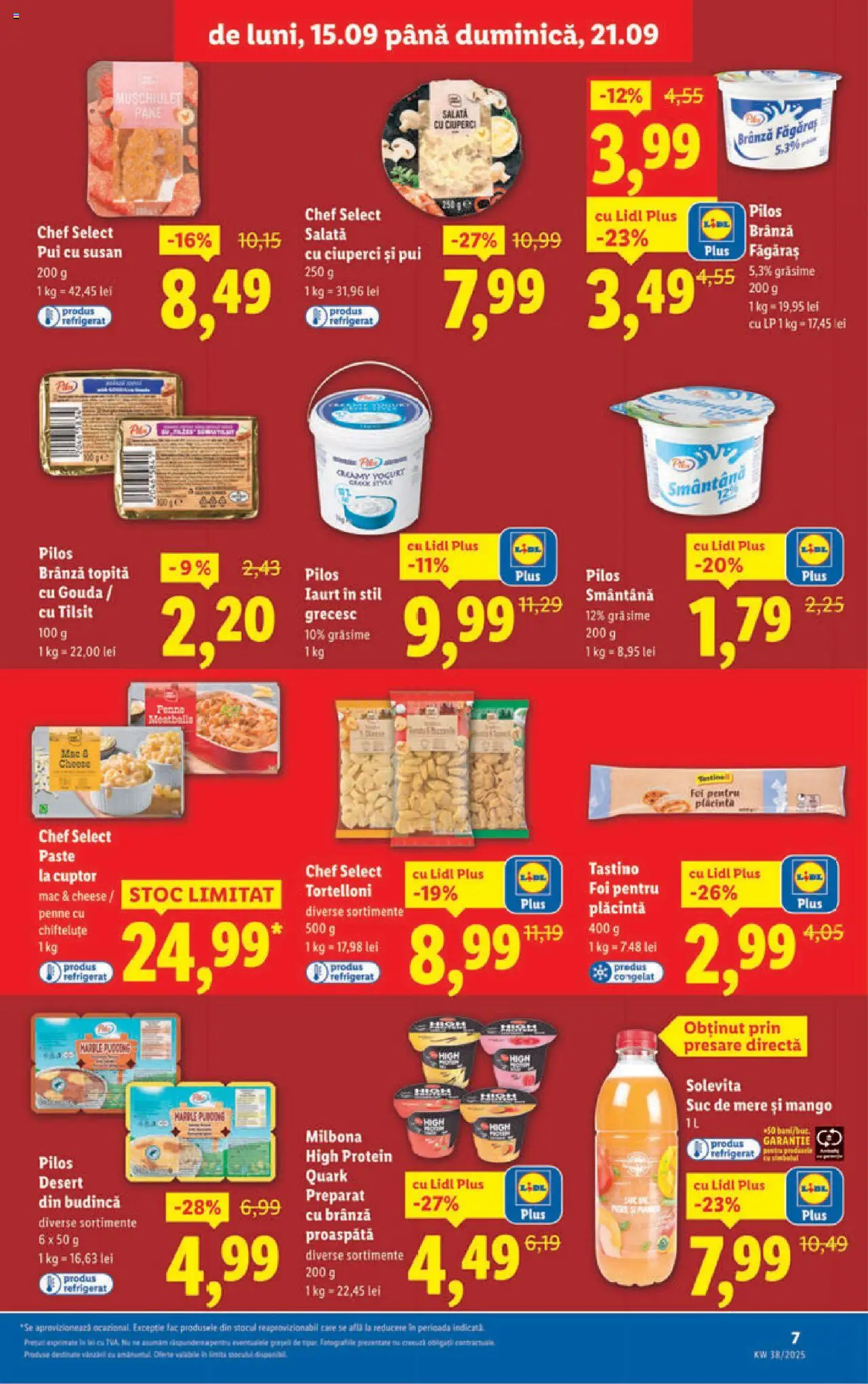 Noul catalog Lidl – valabil de la 15.09.2025 | Pagină: 7 | Produse: Hacıyatmaz Kedi Oyuncağı, Ciuperci, Smântână, Mango
