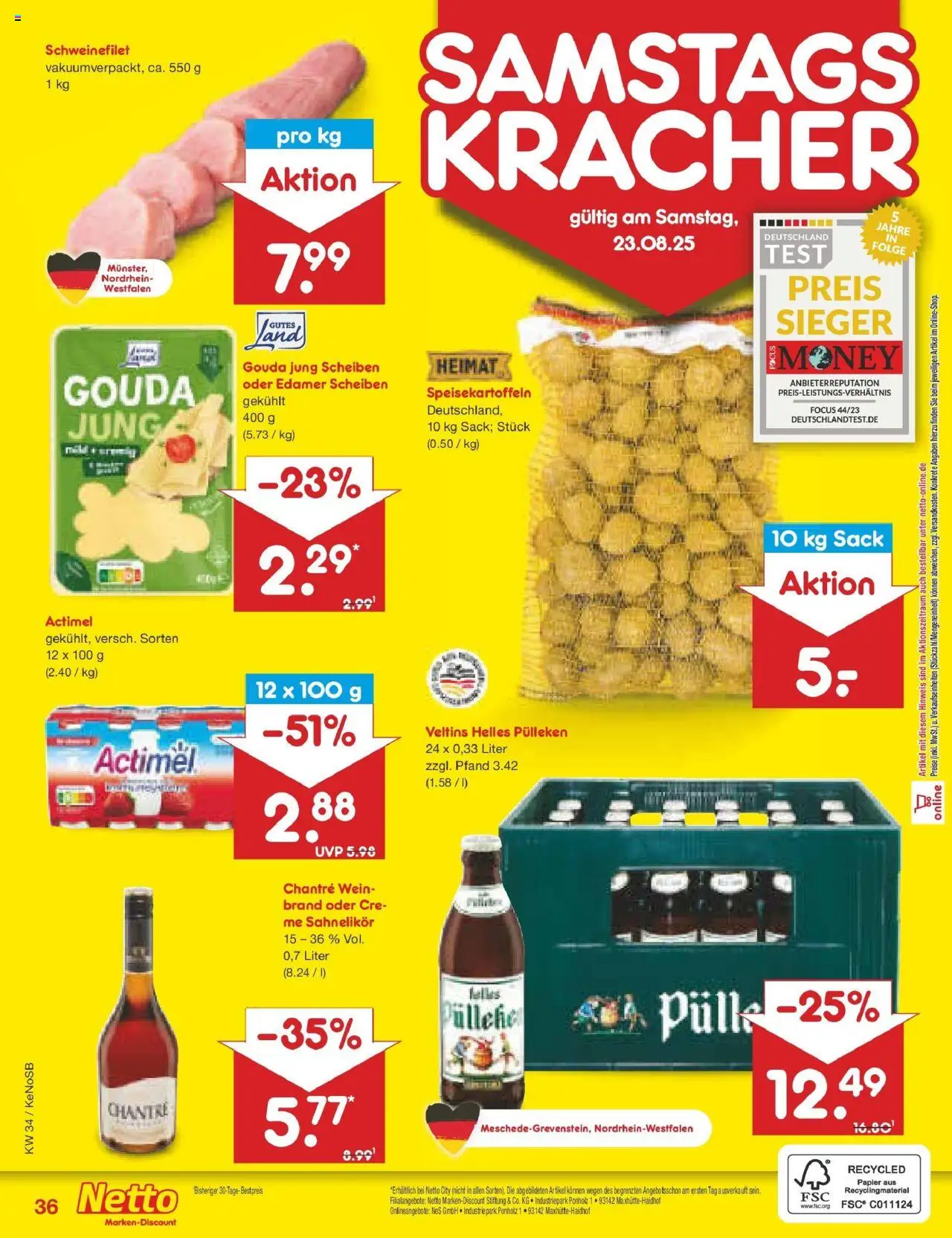 Netto Marken-Discount prospekt Bonn	 - gültig ab dem 18.08.2025 | Seite: 60 | Produkte: Actimel, Schweinefilet, Wein, Veltins