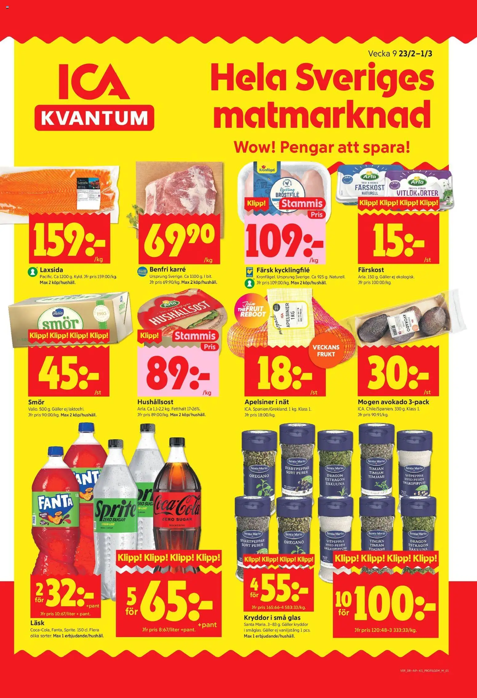 ICA Kvantum reklamblad aktuell från 23.02.2026 | Sida: 1 | Produkter: Galler, Fanta, Smör, Vaniljstång