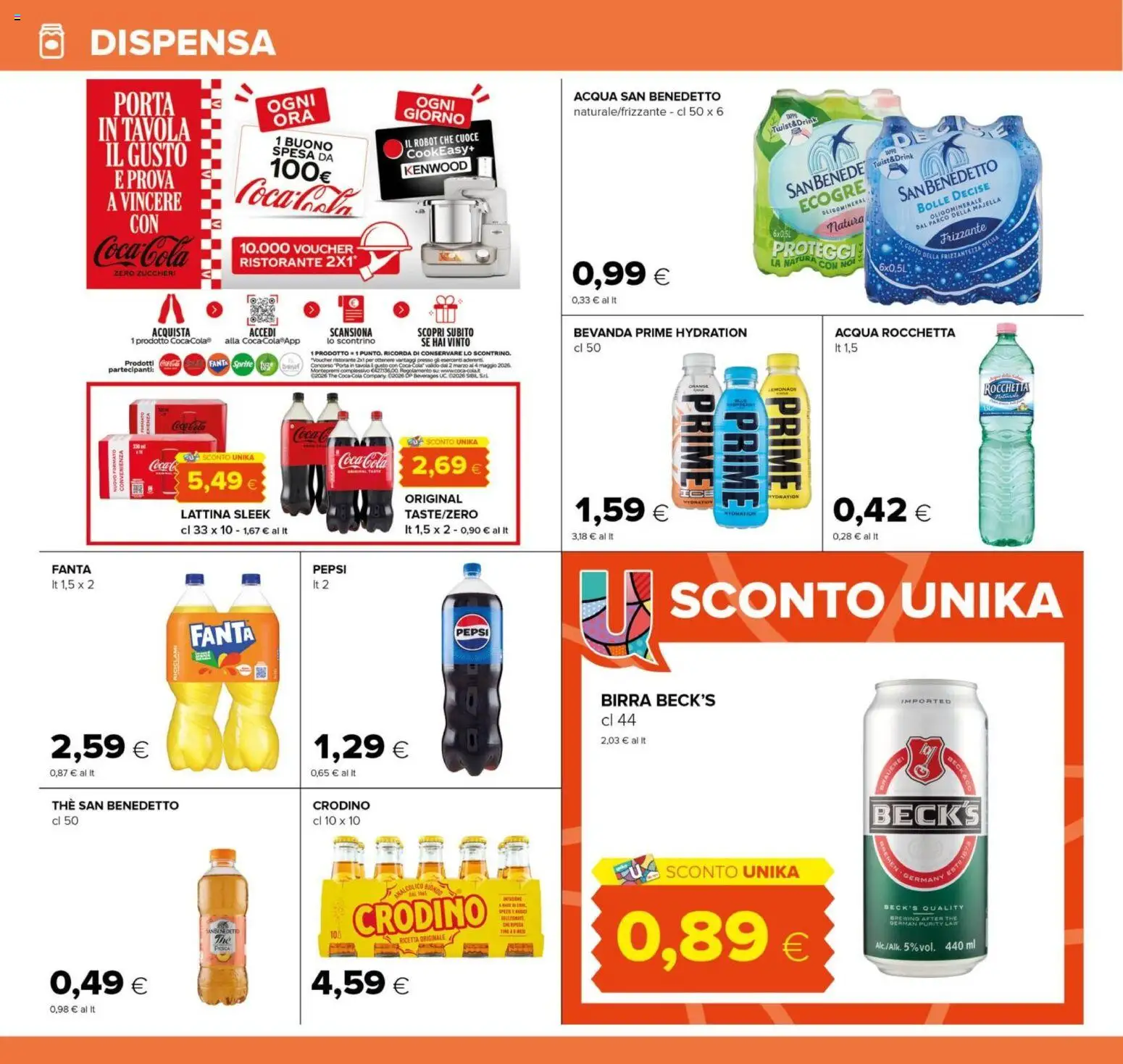 Volantino Oasi del 26.03.2026 | Pagina: 24 | Prodotti: Acqua, The, Fanta, Coca Cola
