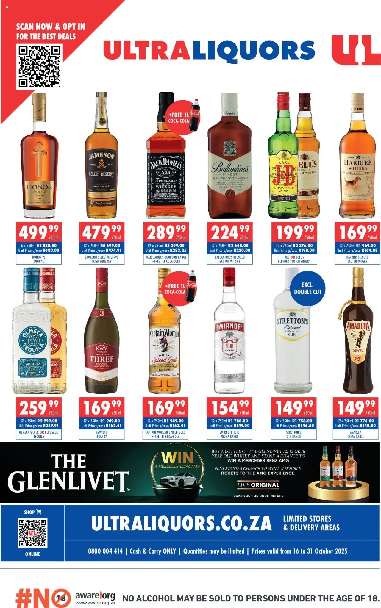 New Ultra Liquors catalogue – valid from 16.10.2025 | Page: 1 | Products: Gin, Cream, Vodka, Whiskey