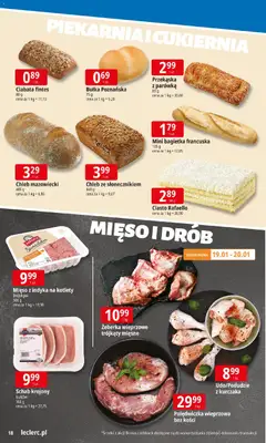 Pogląd oferty "E.Leclerc Gazetka" - ważna od 19.01.2026 | Strona: 18 | Produkty: Schab, Polędwiczka wieprzowa, Bułka, Kotlety
