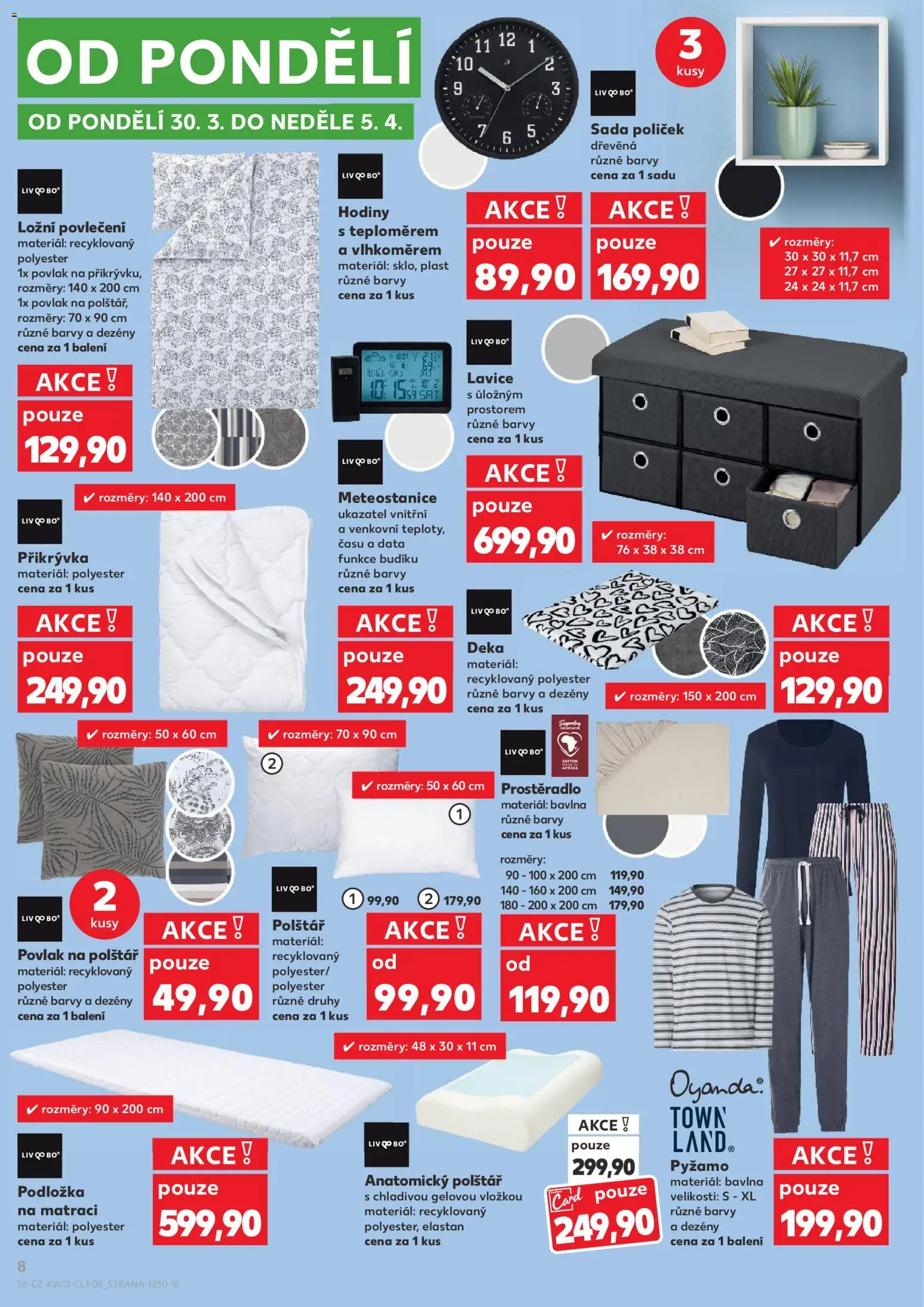 Kaufland leták - Kolín od 25.03.2026 | Strana: 8 | Produkty: Pyžamo, Meteostanice, Prostěradlo, Barvy