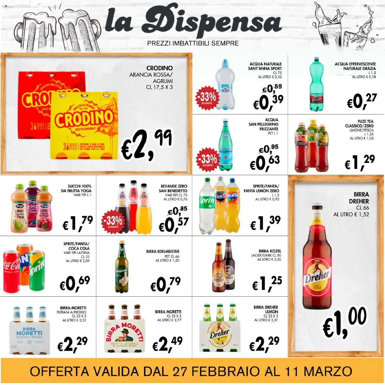 Volantino Coal del 27.02.2026 | Pagina: 19 | Prodotti: Acqua, Birra Moretti, Arancia, Coca Cola