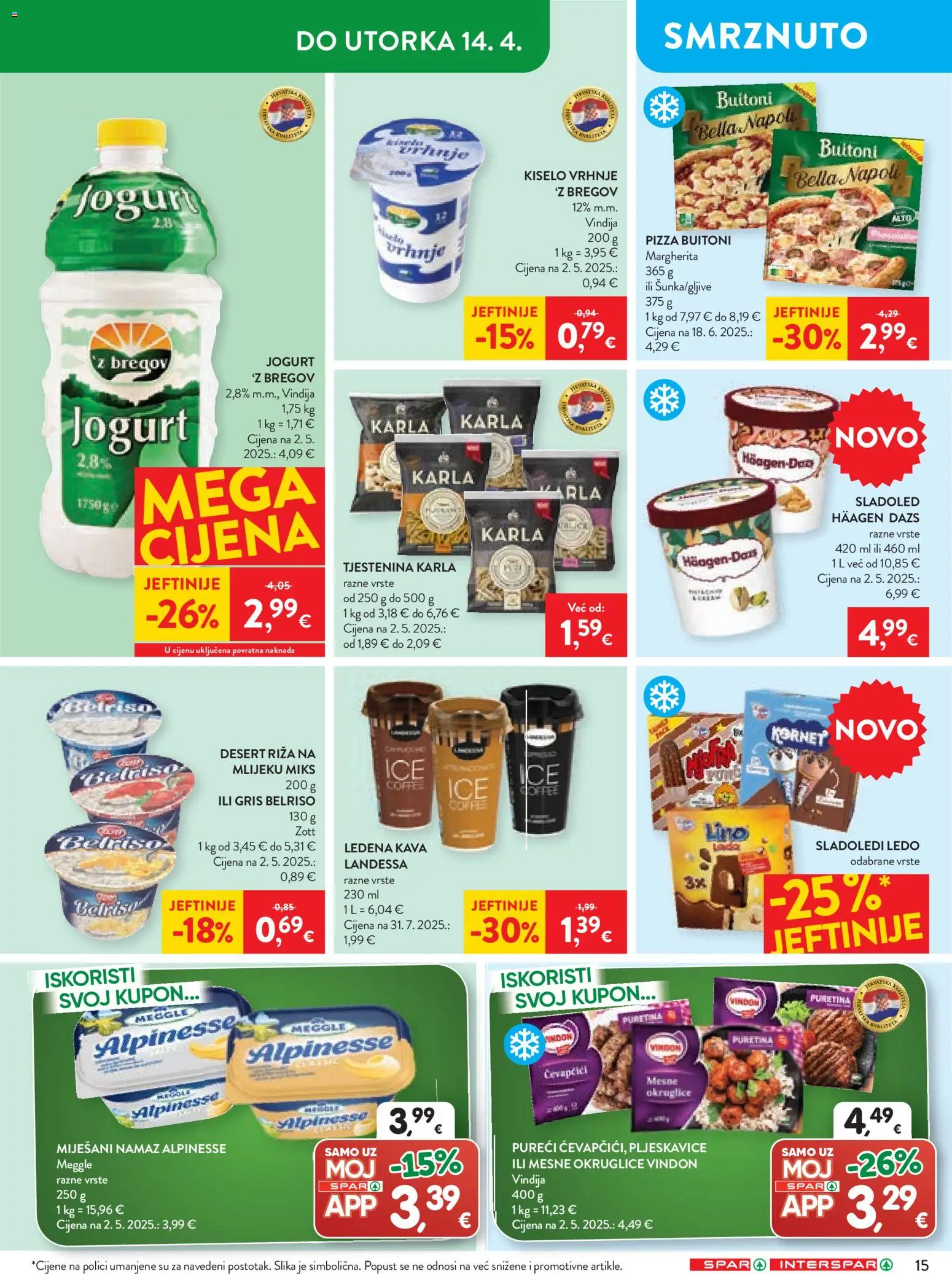 Spar katalog | vrijedi od 08.04.2026 | Stranica: 17 | Proizvodi: Puretina, Tjestenina, Sladoled, Namaz