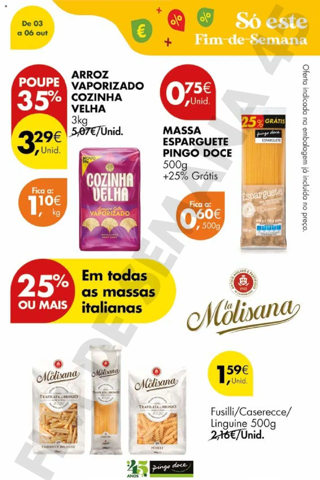 Pingo Doce Poupe este Fim de Semana │ válido de 03.10.2025 | Página: 11 | Produtos: Esparguete, Arroz, Massa