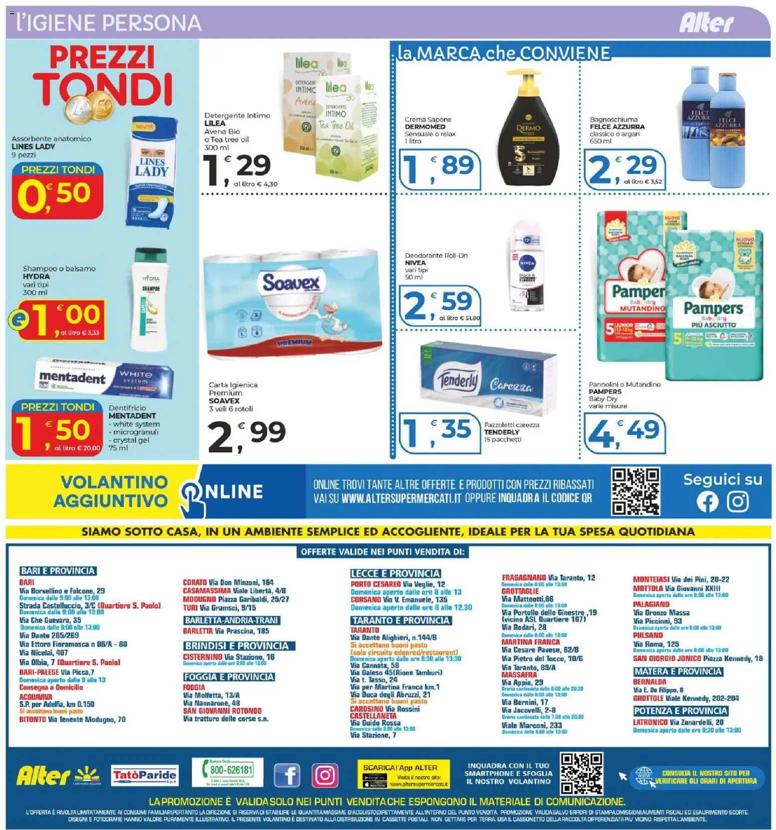 Volantino Alter Discount del 22.04.2026 | Pagina: 12 | Prodotti: Shampoo, Pannolini, Sapone, Bagnoschiuma