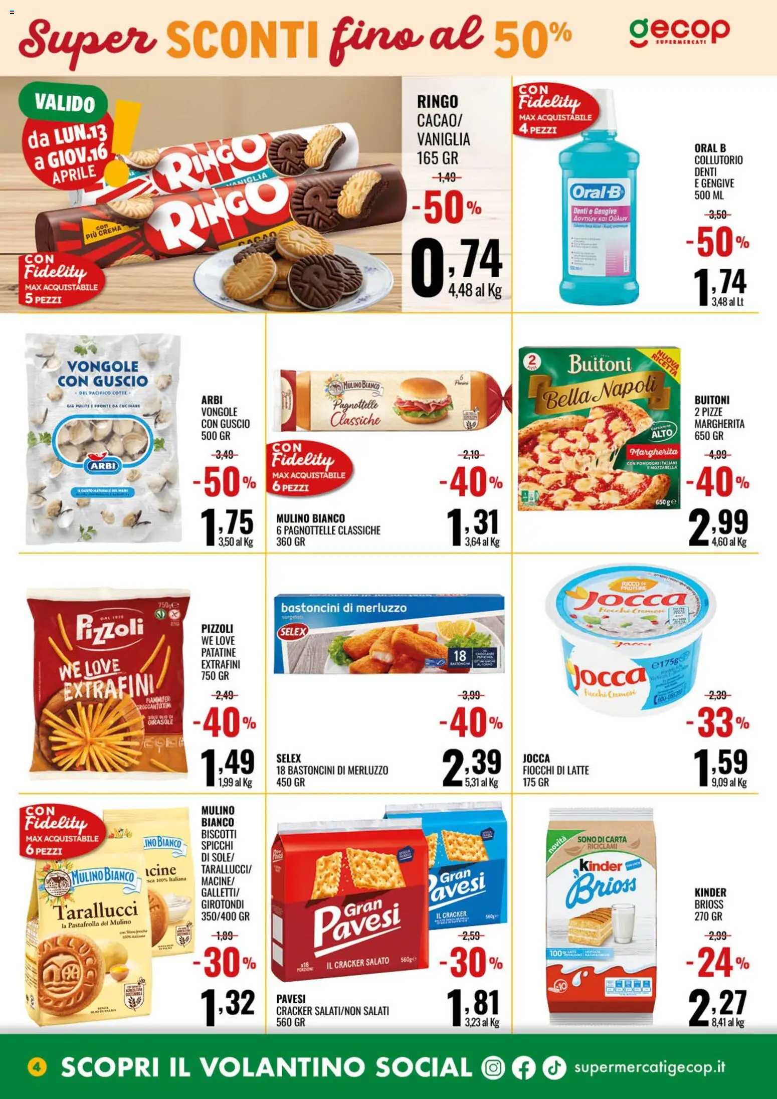 Volantino GECOP del 07.04.2026 | Pagina: 4 | Prodotti: Patatine, Mozzarella, Latte, Pomodori