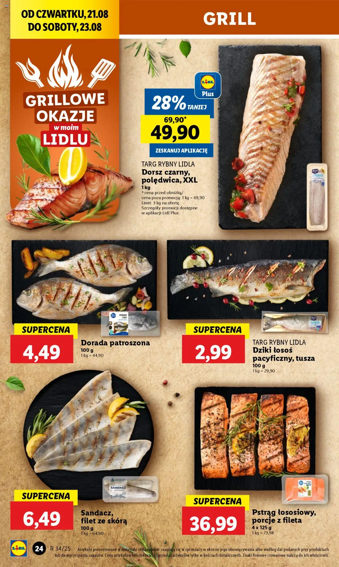 Lidl Gazetka od 21.08.2025 | Strona: 28 | Produkty: Grill, Sandacz, Pstrąg, Łosoś