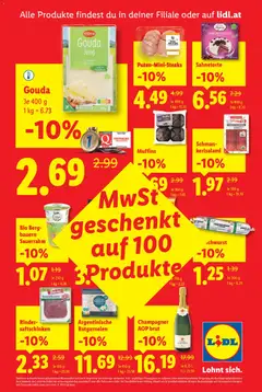 Lidl MwSt Geschenkt ab 01.12.2025 gültig | Seite: 8 | Produkte: Salami, Sauerrahm
