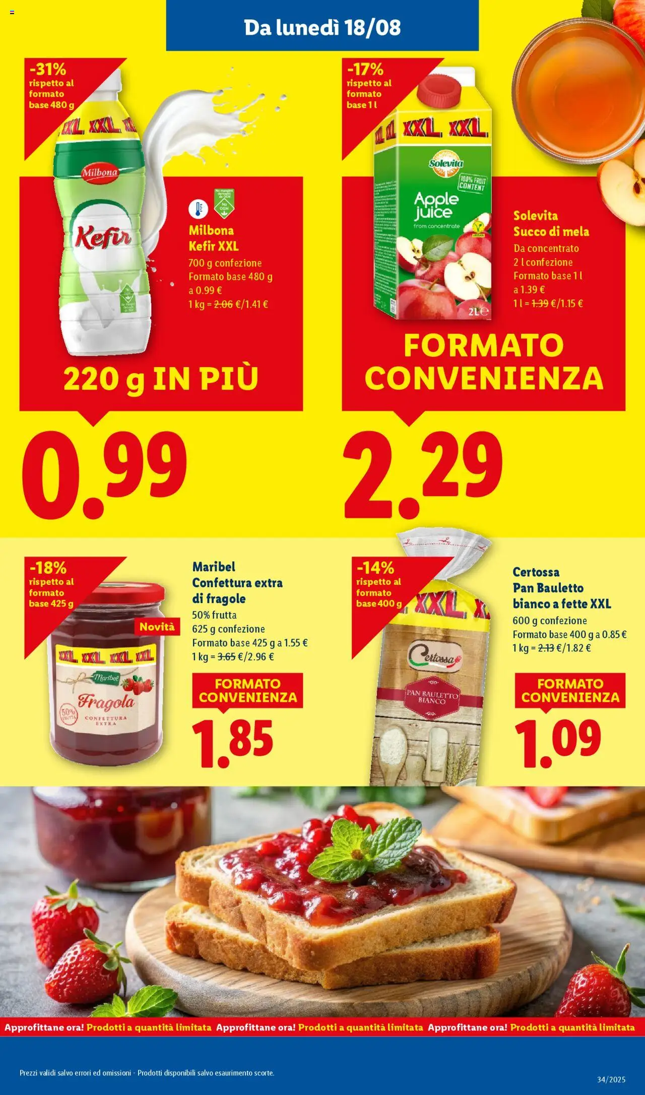 Volantino Lidl del 18.08.2025 | Pagina: 9 | Prodotti: Succo, Fragole, Frutta