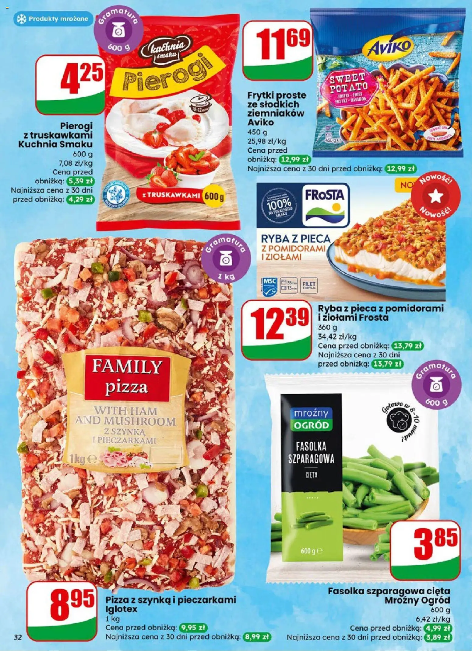 Dino Gazetka od 21.01.2026 | Strona: 32 | Produkty: Szynka, Pierogi z truskawkami, Frytki, Ryba