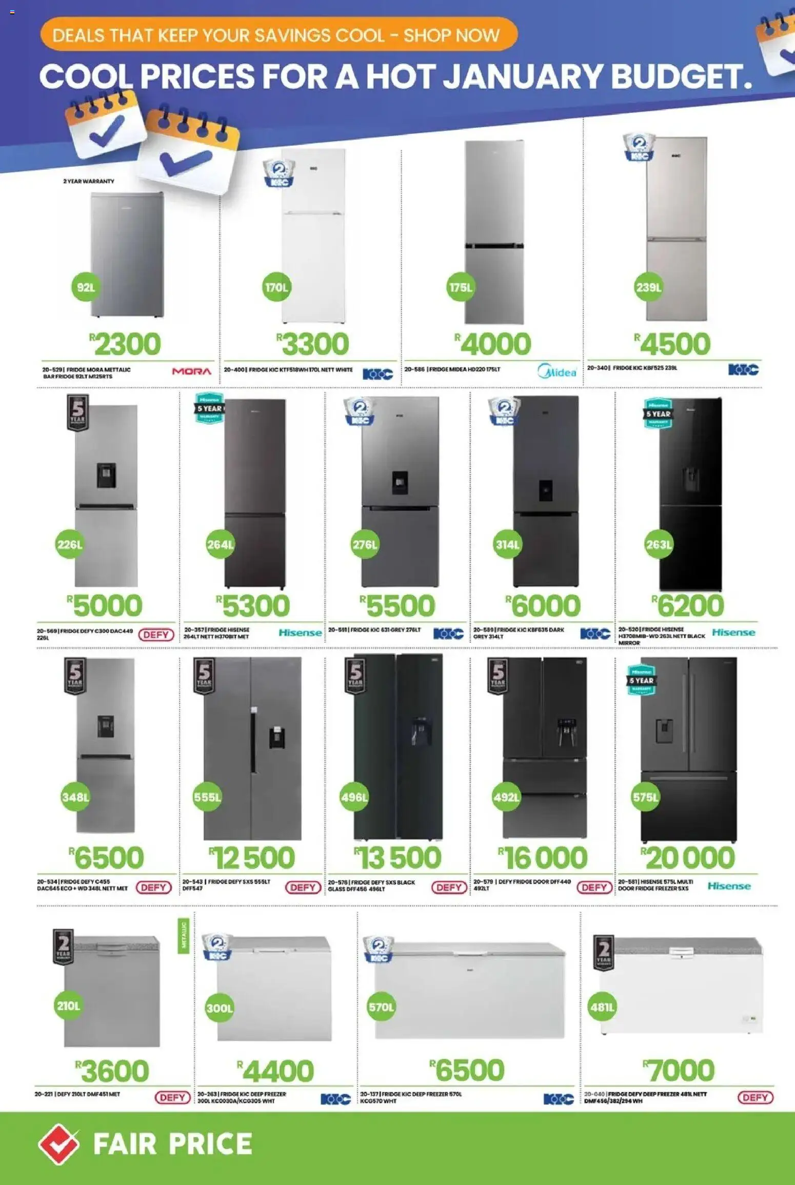 New Fair Price catalogue – valid from 01.01.2026 | Page: 2 | Products: Freezer, Mirror, Fridge