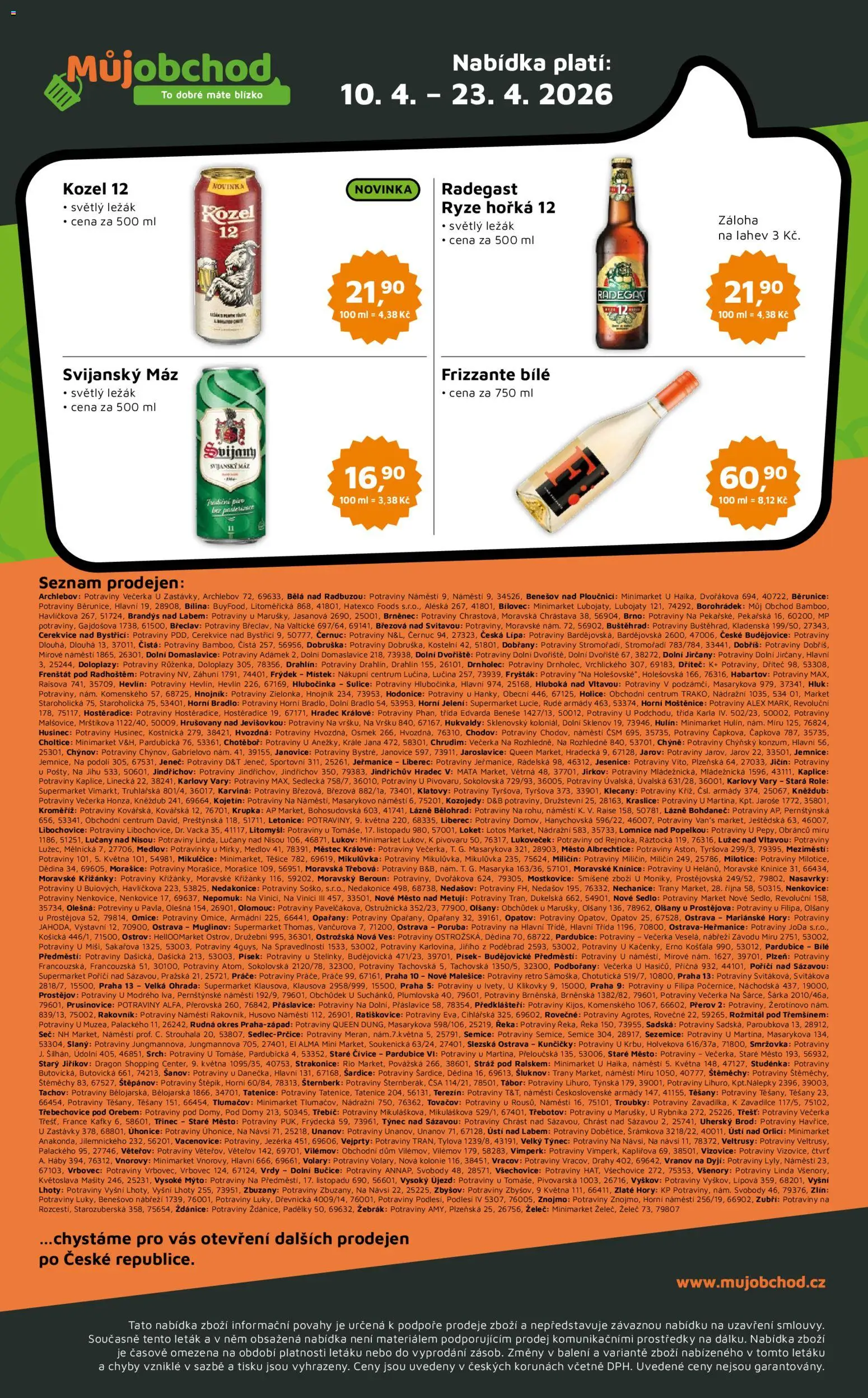 Můj obchod leták - Brand od 10.04.2026 | Strana: 4 | Produkty: Frizzante, Kozel, Svijanský Máz, Láhev