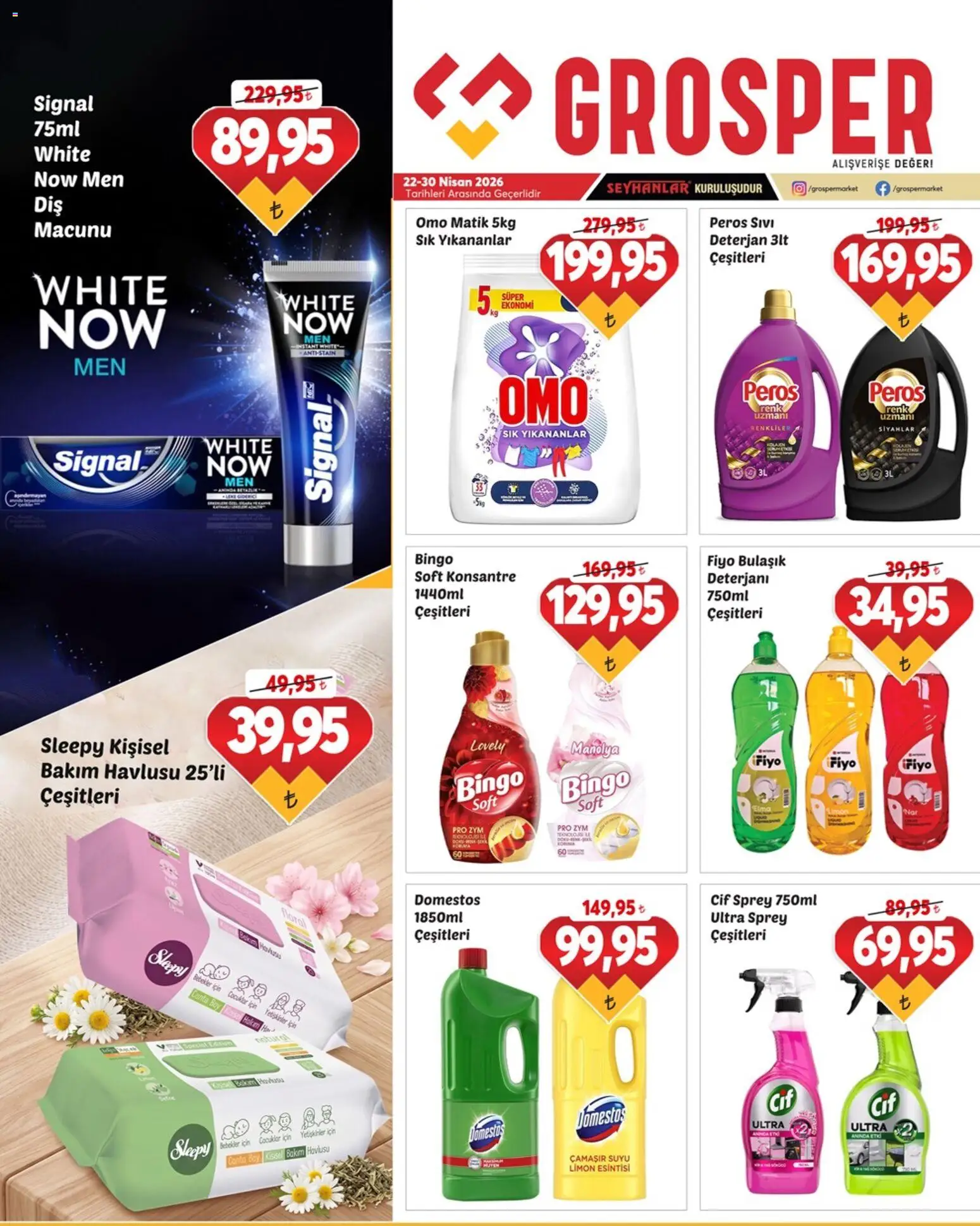 Grosper Katalog - 22.04.2026 tarihinden itibaren geçerlidir | Sayfa: 14 | Ürünler: Deterjan, Elma, Limon